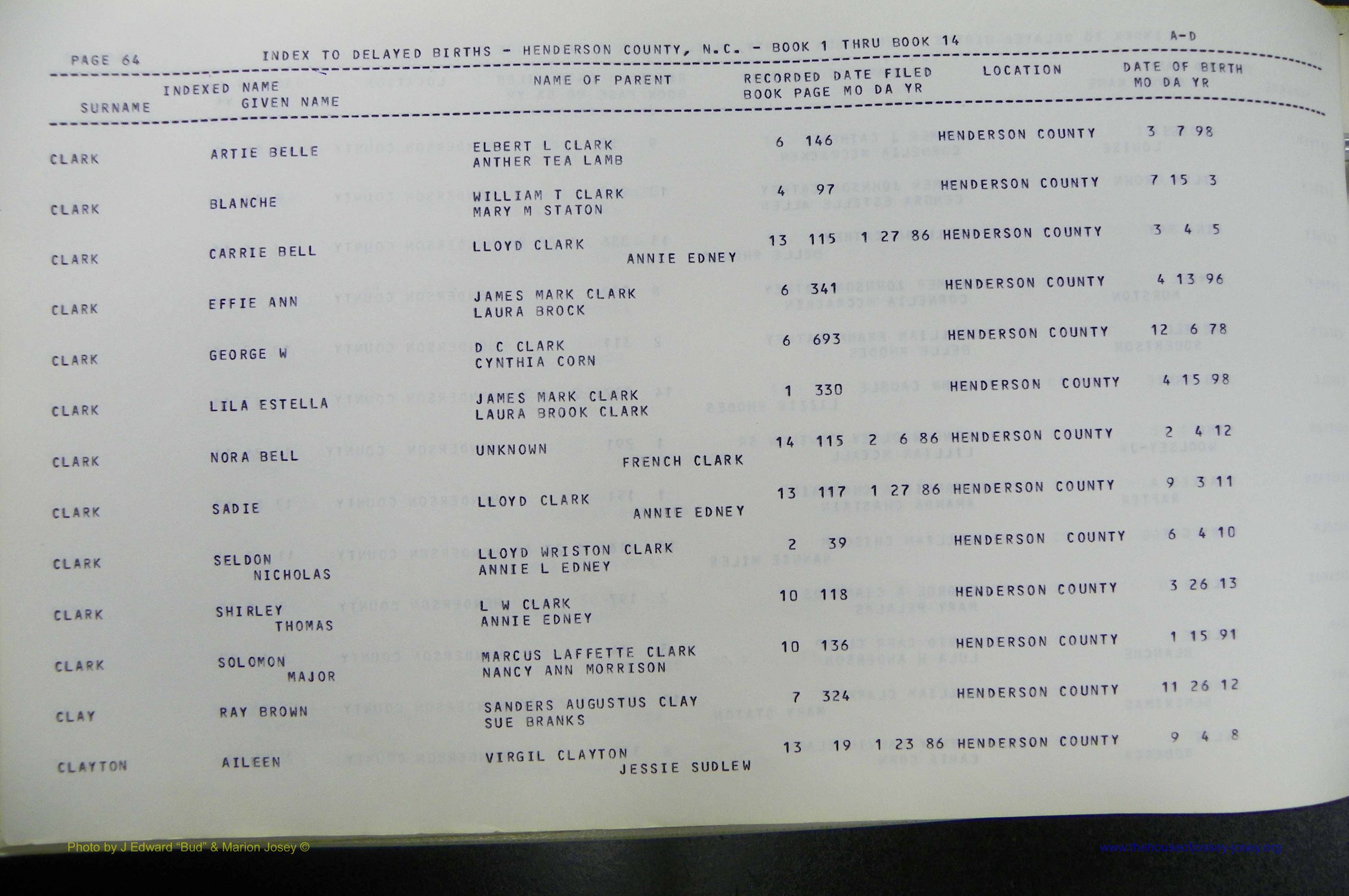 Henderson Co, NC, Births, Delayed, (067).JPG