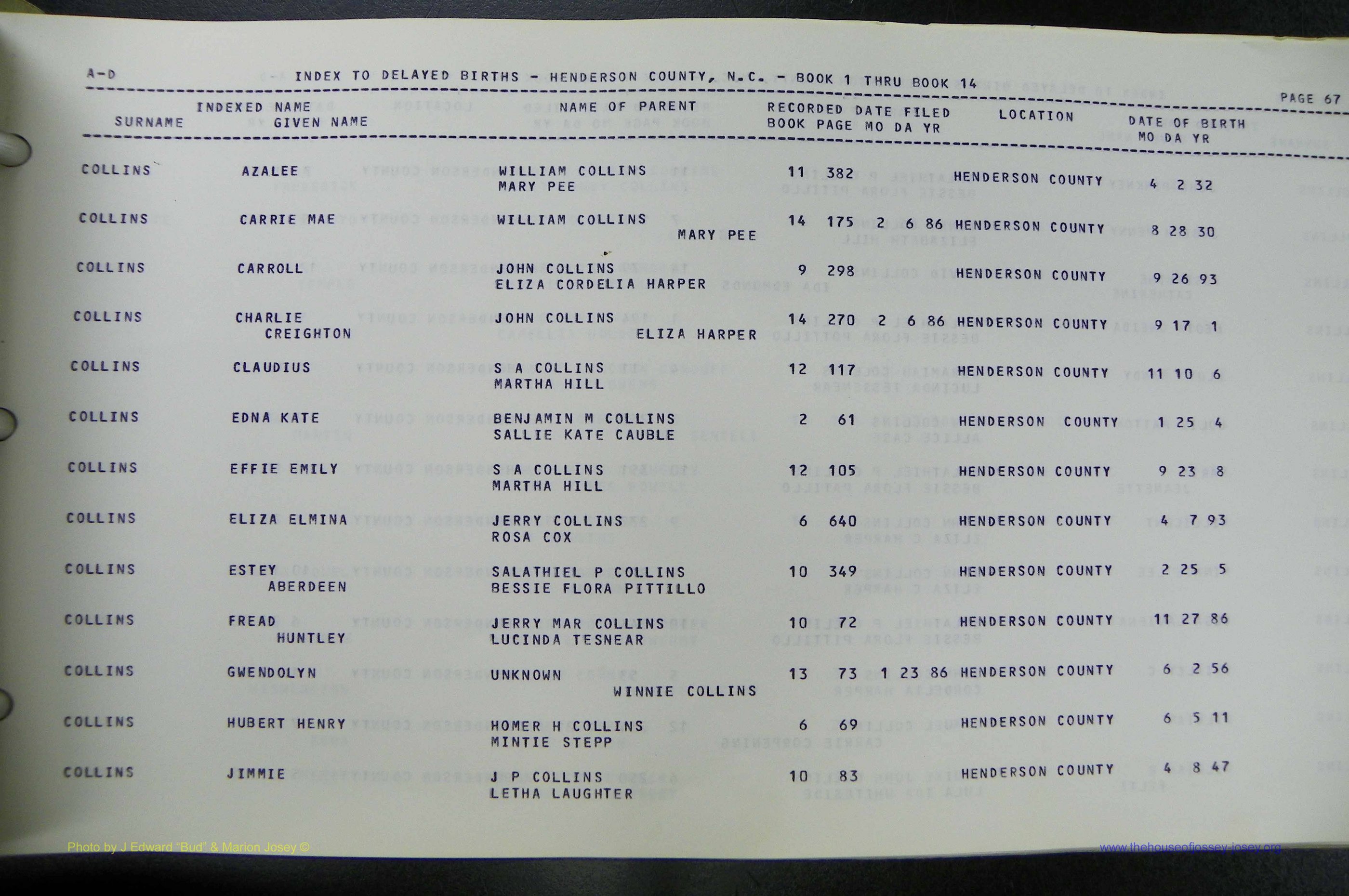 Henderson Co, NC, Births, Delayed, (070).JPG