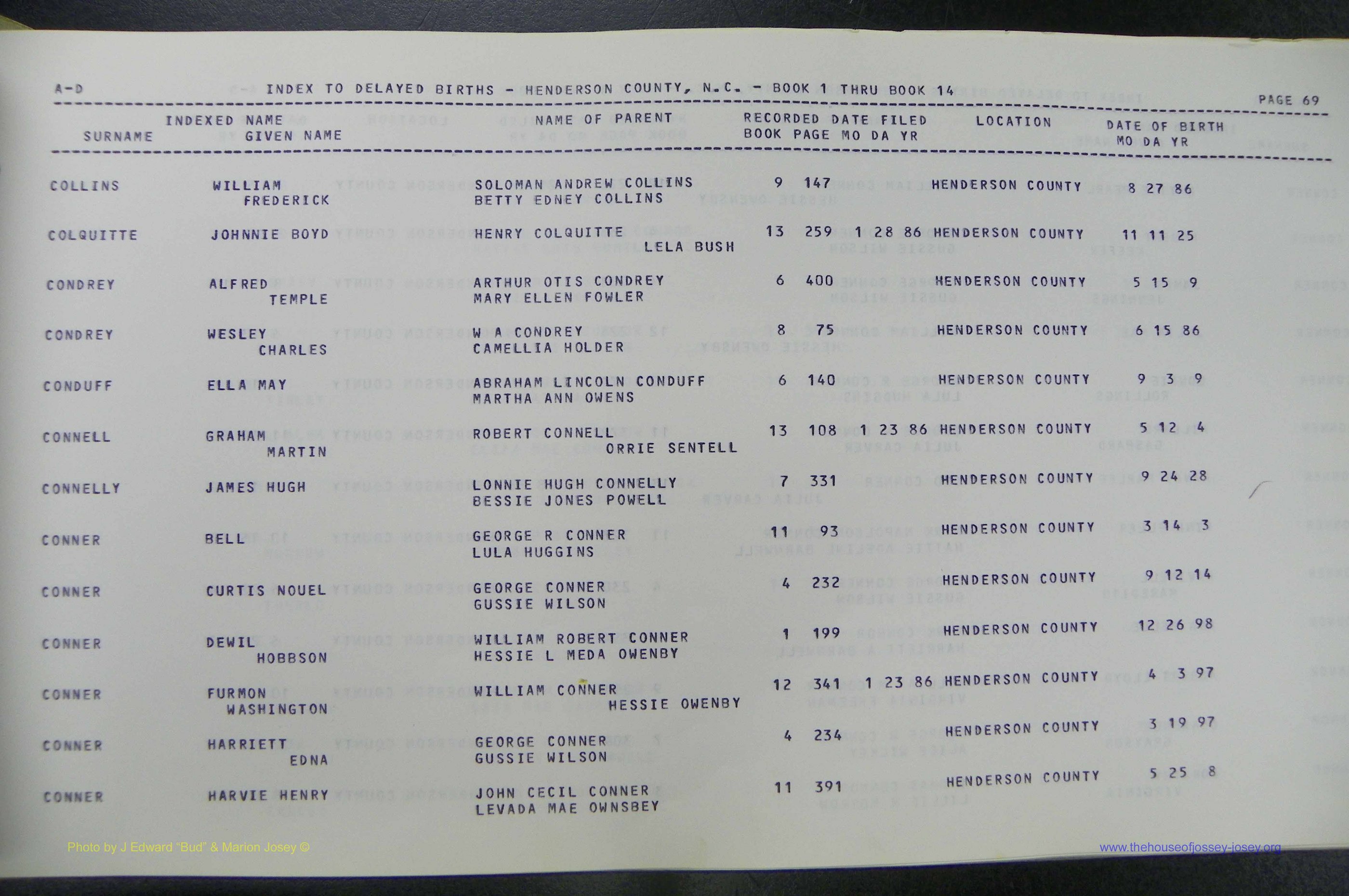 Henderson Co, NC, Births, Delayed, (072).JPG