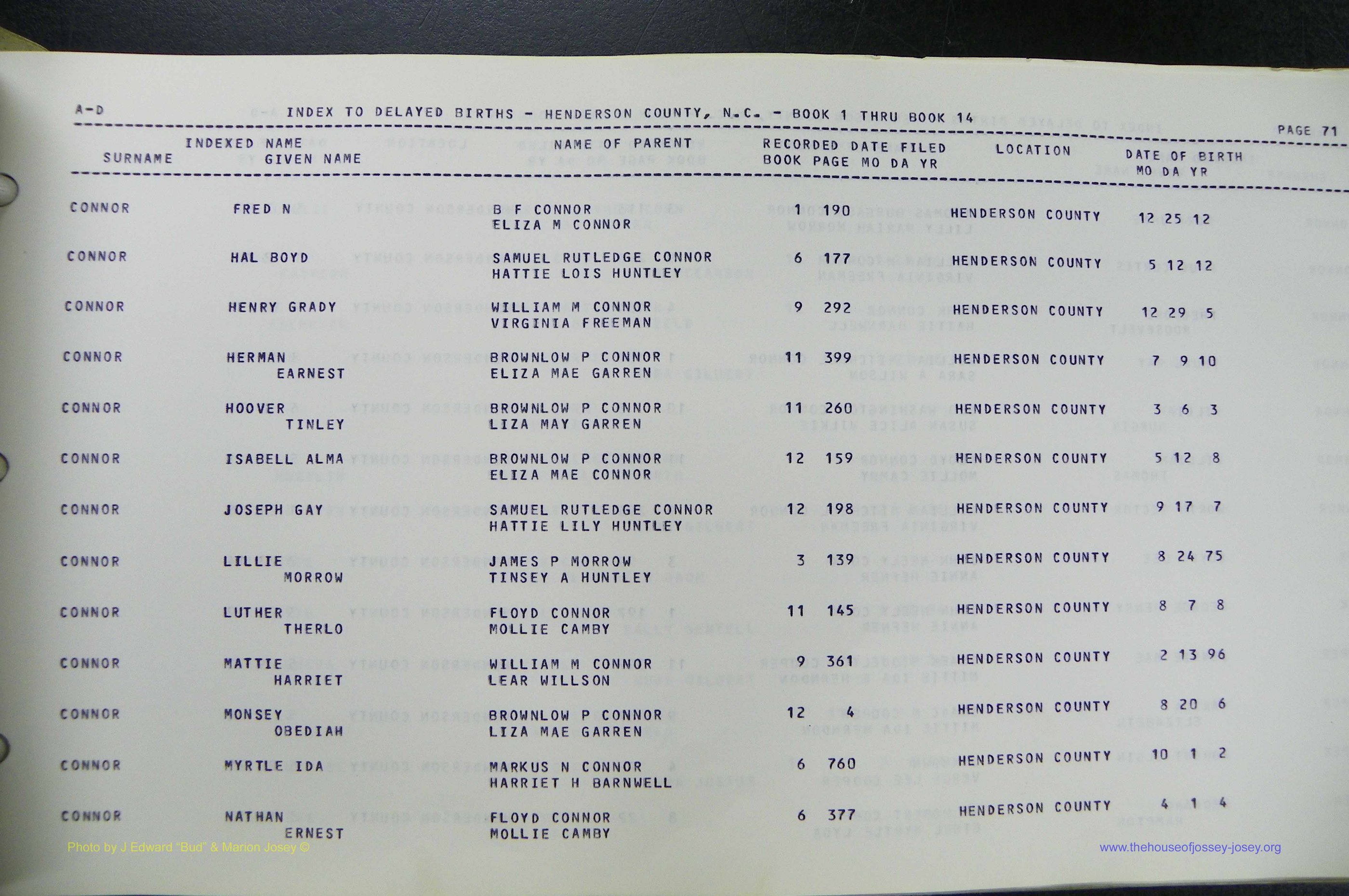 Henderson Co, NC, Births, Delayed, (074).JPG