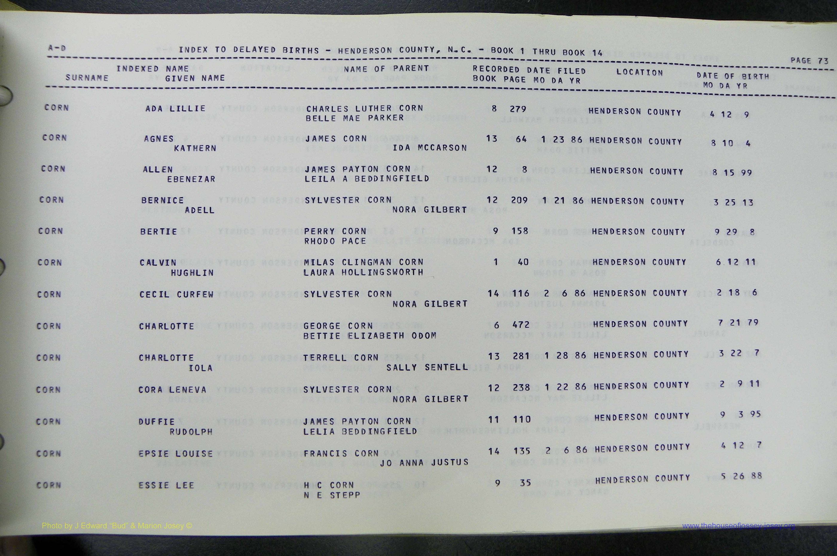 Henderson Co, NC, Births, Delayed, (076).JPG