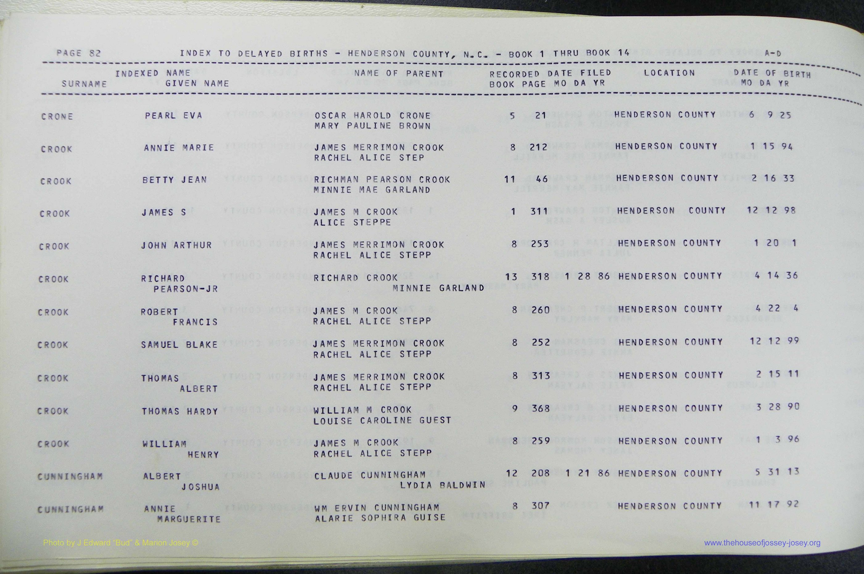 Henderson Co, NC, Births, Delayed, (085).JPG