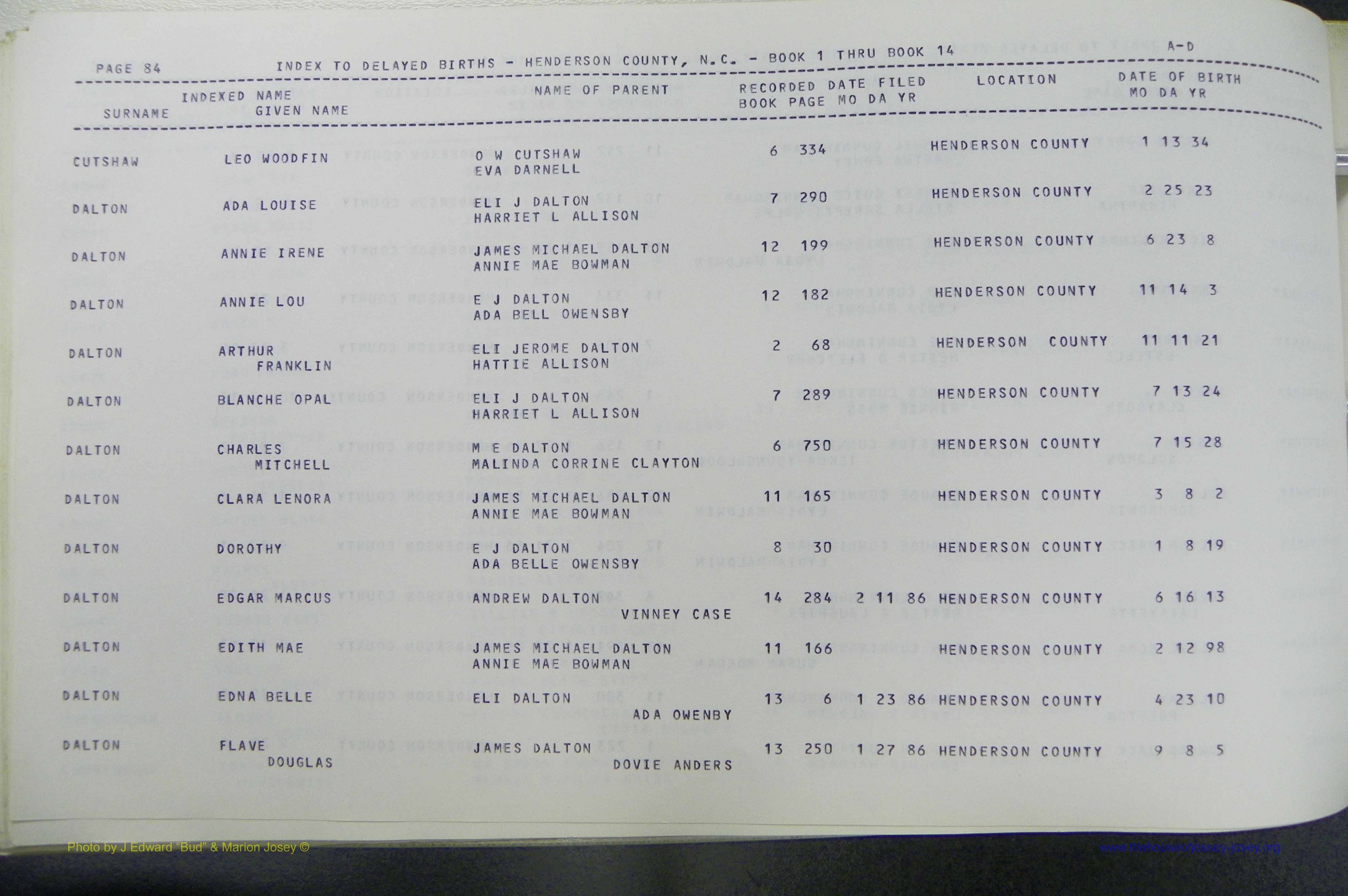 Henderson Co, NC, Births, Delayed, (087).JPG