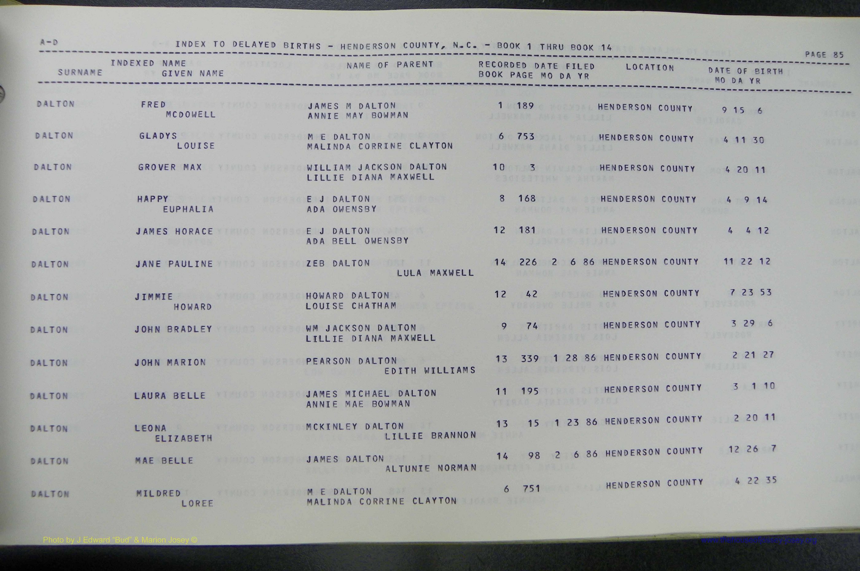 Henderson Co, NC, Births, Delayed, (088).JPG