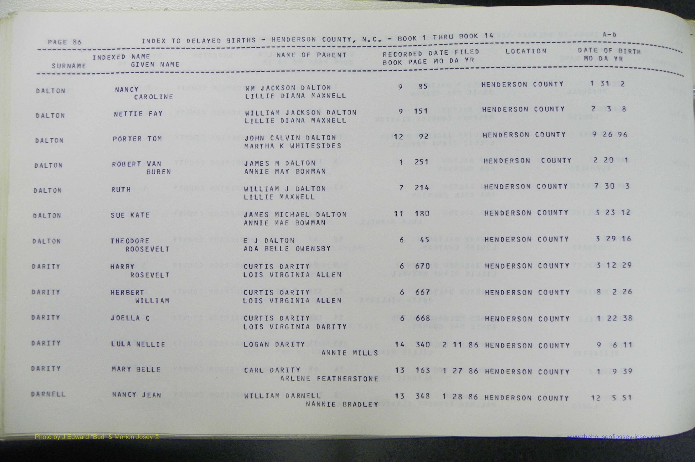Henderson Co, NC, Births, Delayed, (089).JPG