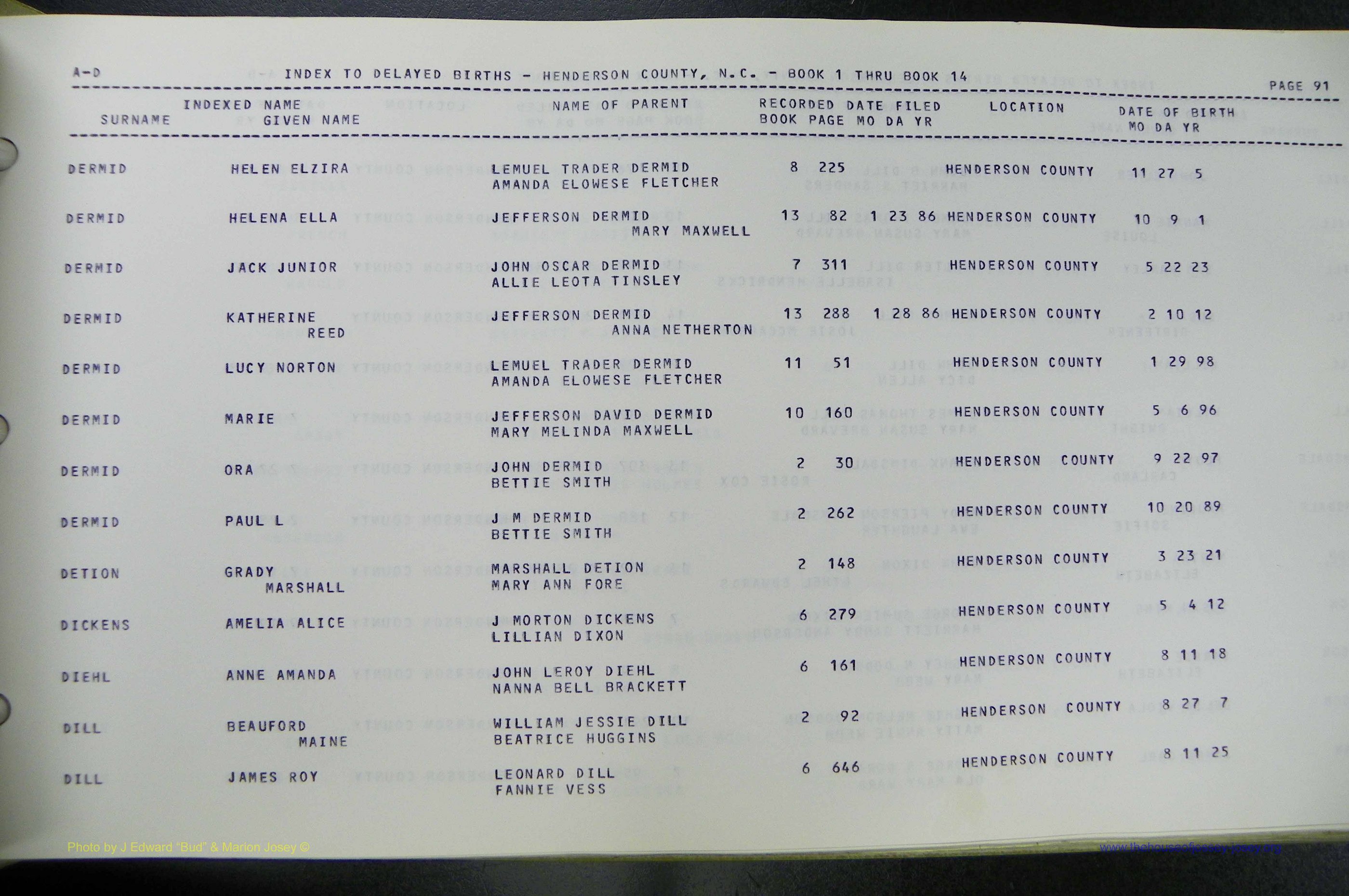 Henderson Co, NC, Births, Delayed, (094).JPG