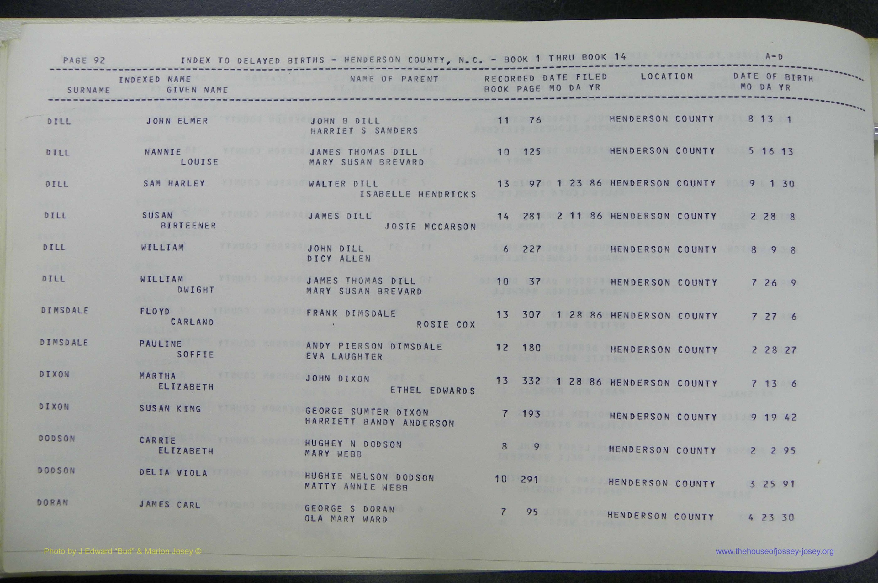 Henderson Co, NC, Births, Delayed, (095).JPG