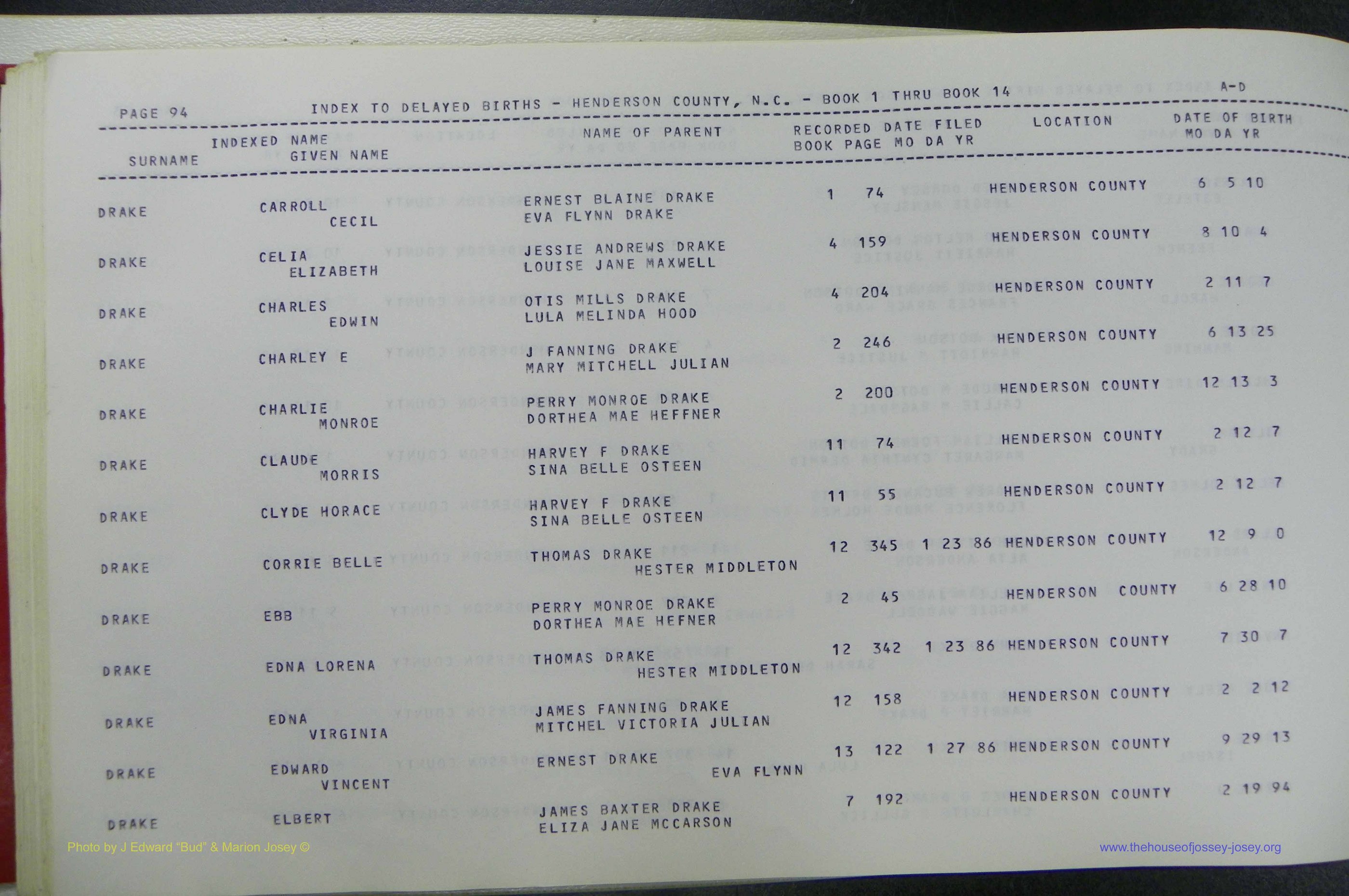 Henderson Co, NC, Births, Delayed, (097).JPG
