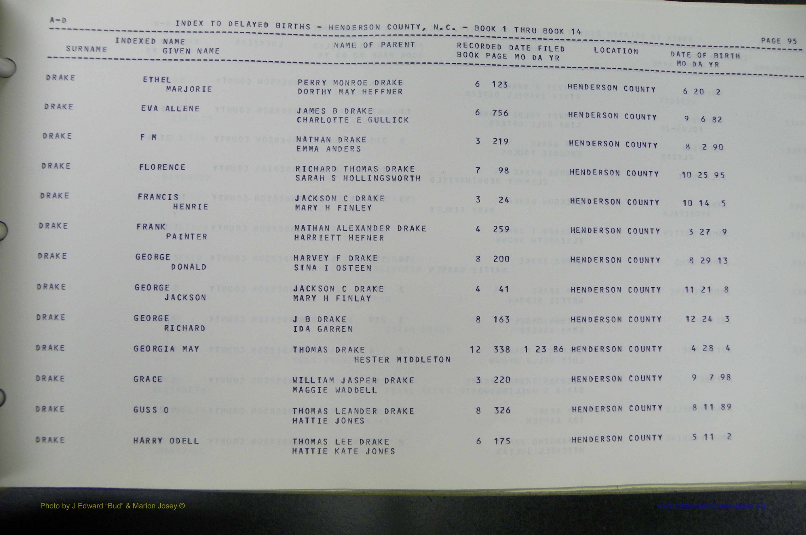 Henderson Co, NC, Births, Delayed, (098).JPG