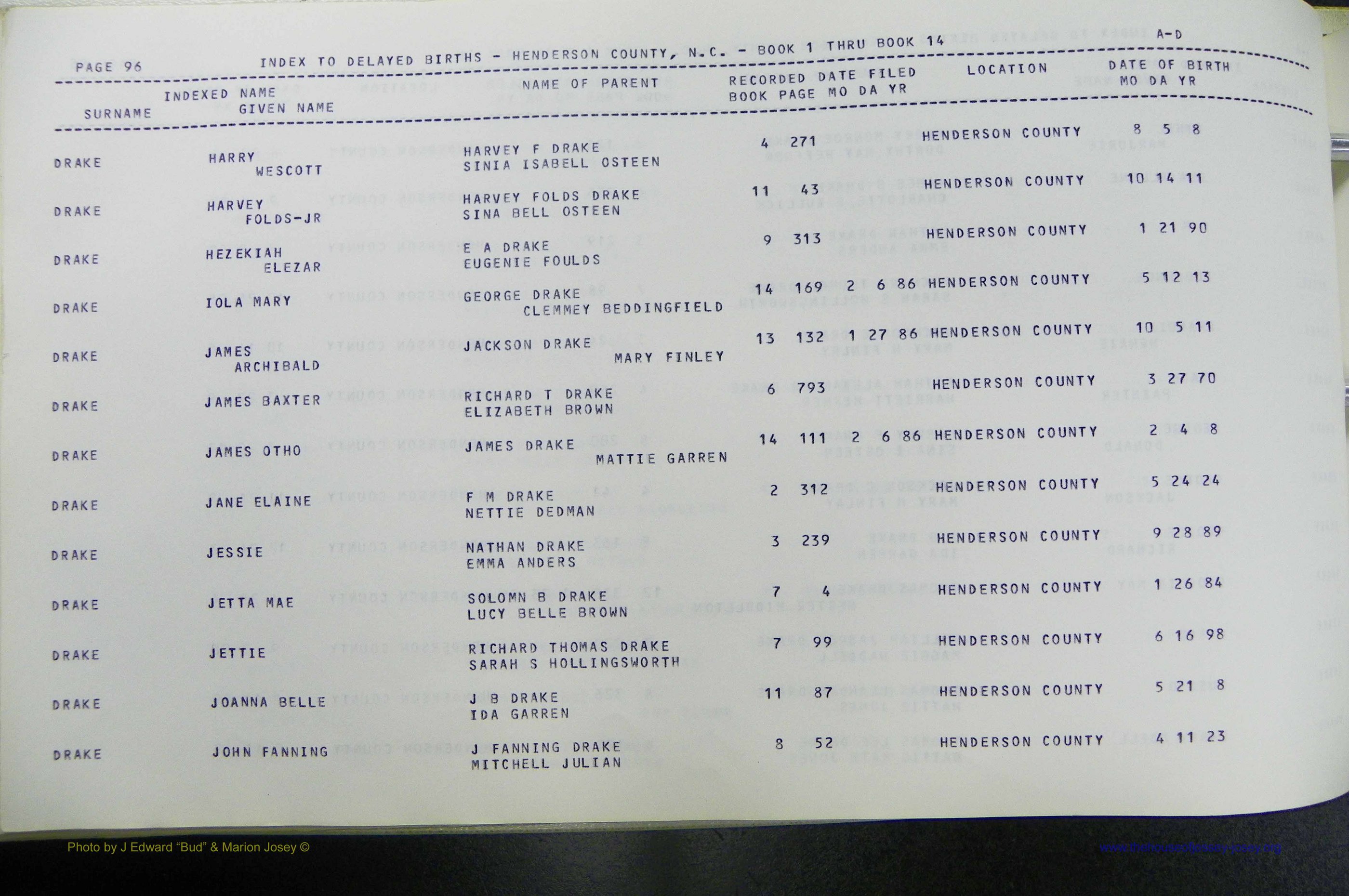 Henderson Co, NC, Births, Delayed, (099).JPG