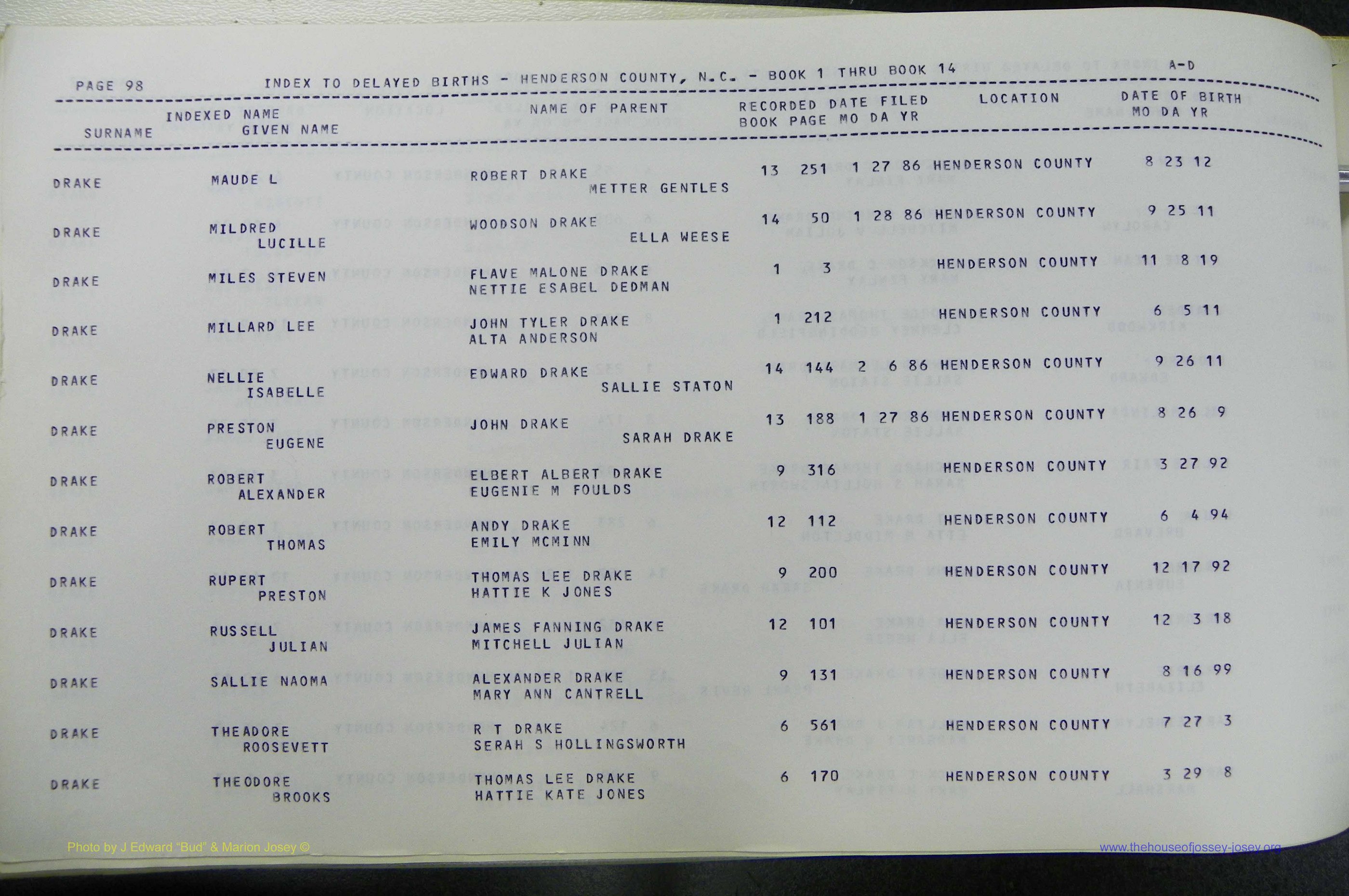 Henderson Co, NC, Births, Delayed, (101).JPG