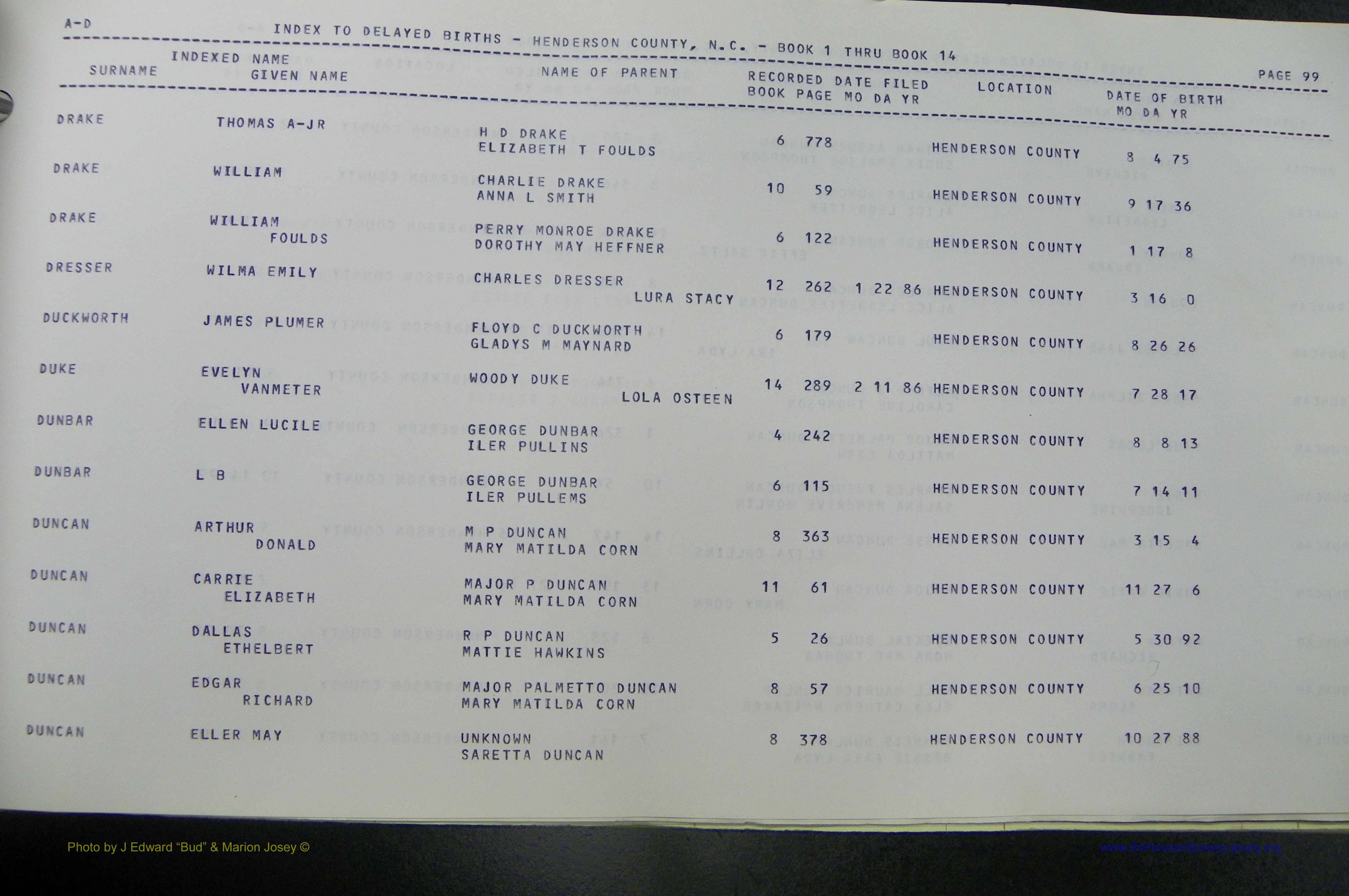 Henderson Co, NC, Births, Delayed, (102).JPG