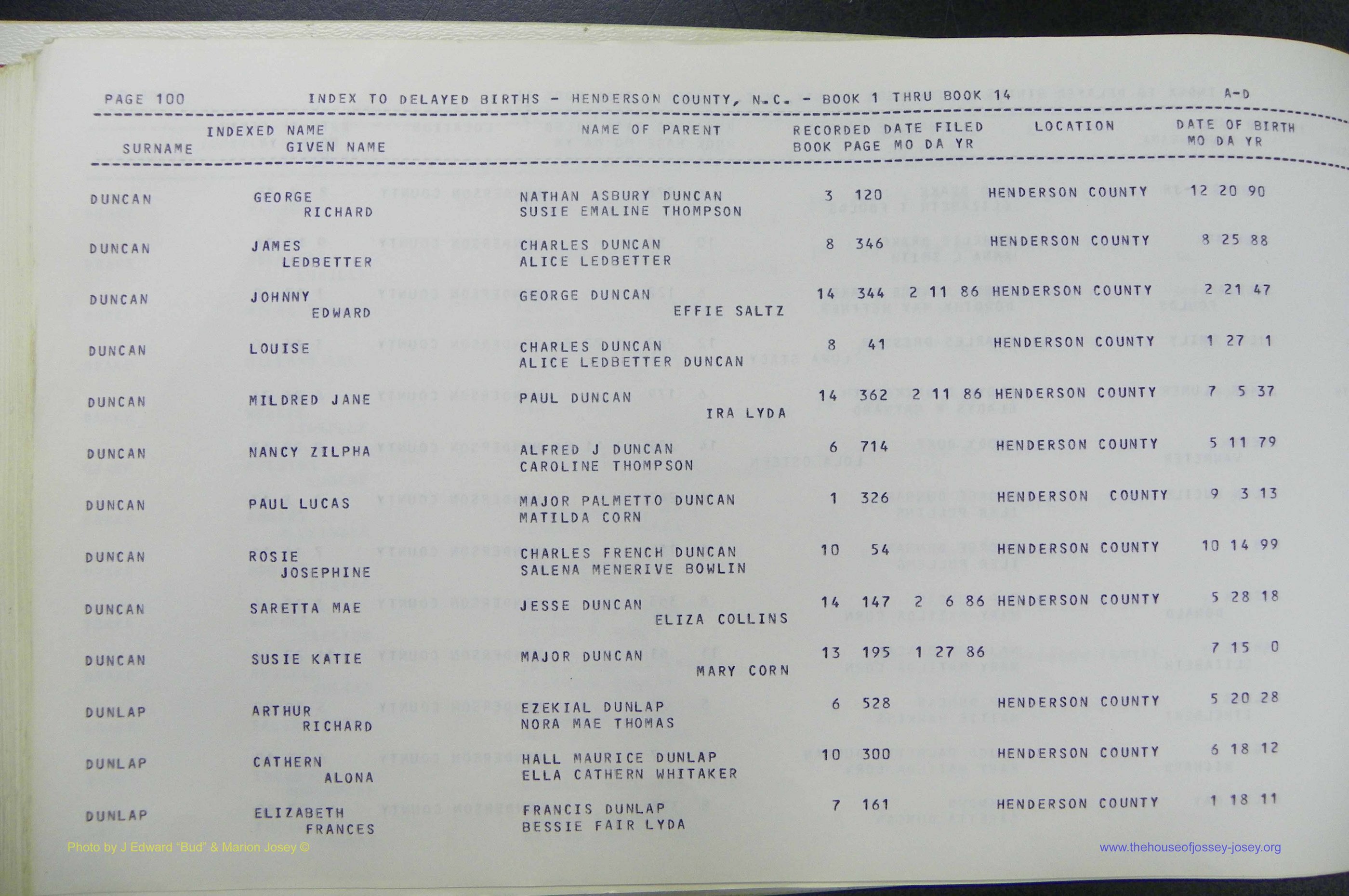 Henderson Co, NC, Births, Delayed, (103).JPG