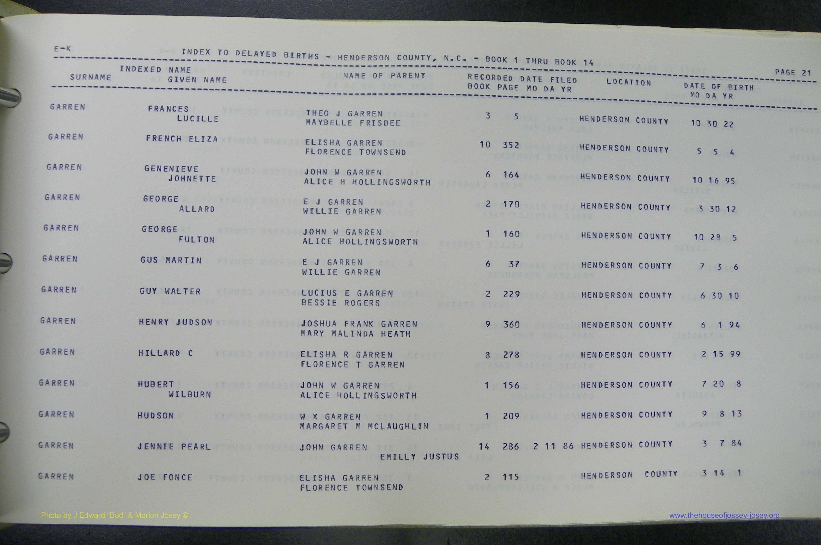 Henderson Co, NC, Births, Delayed, (128).JPG