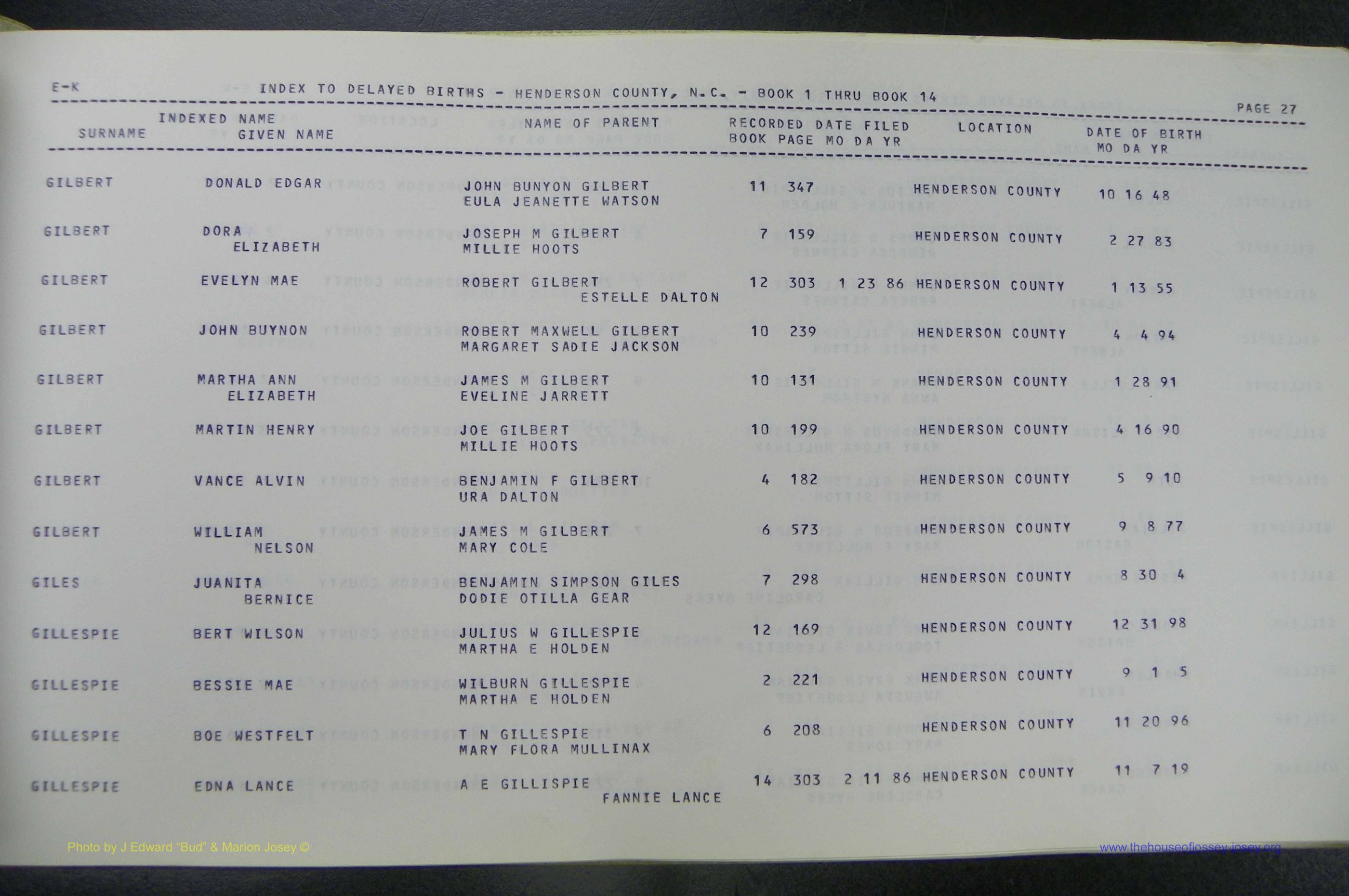 Henderson Co, NC, Births, Delayed, (134).JPG