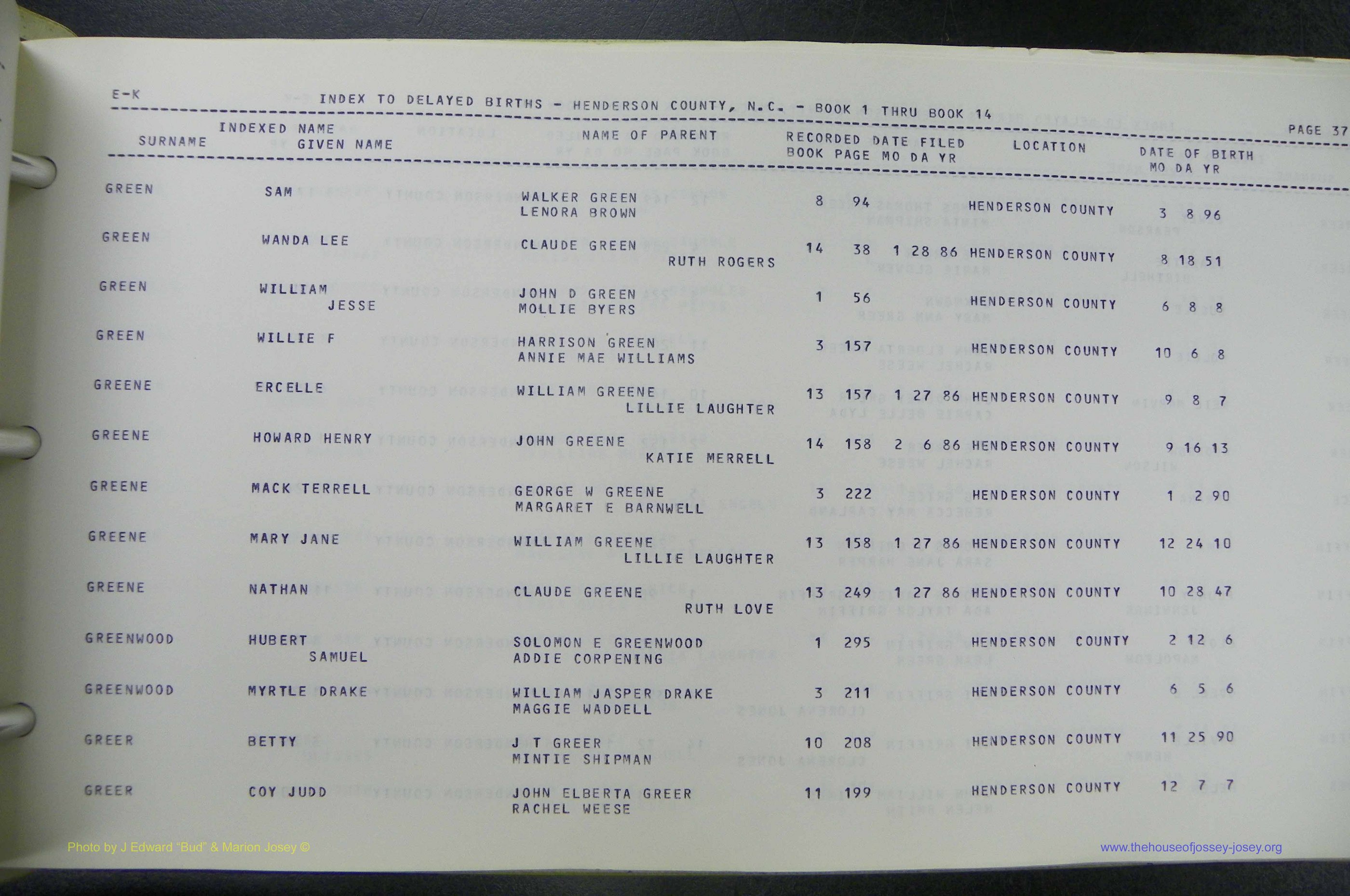 Henderson Co, NC, Births, Delayed, (144).JPG