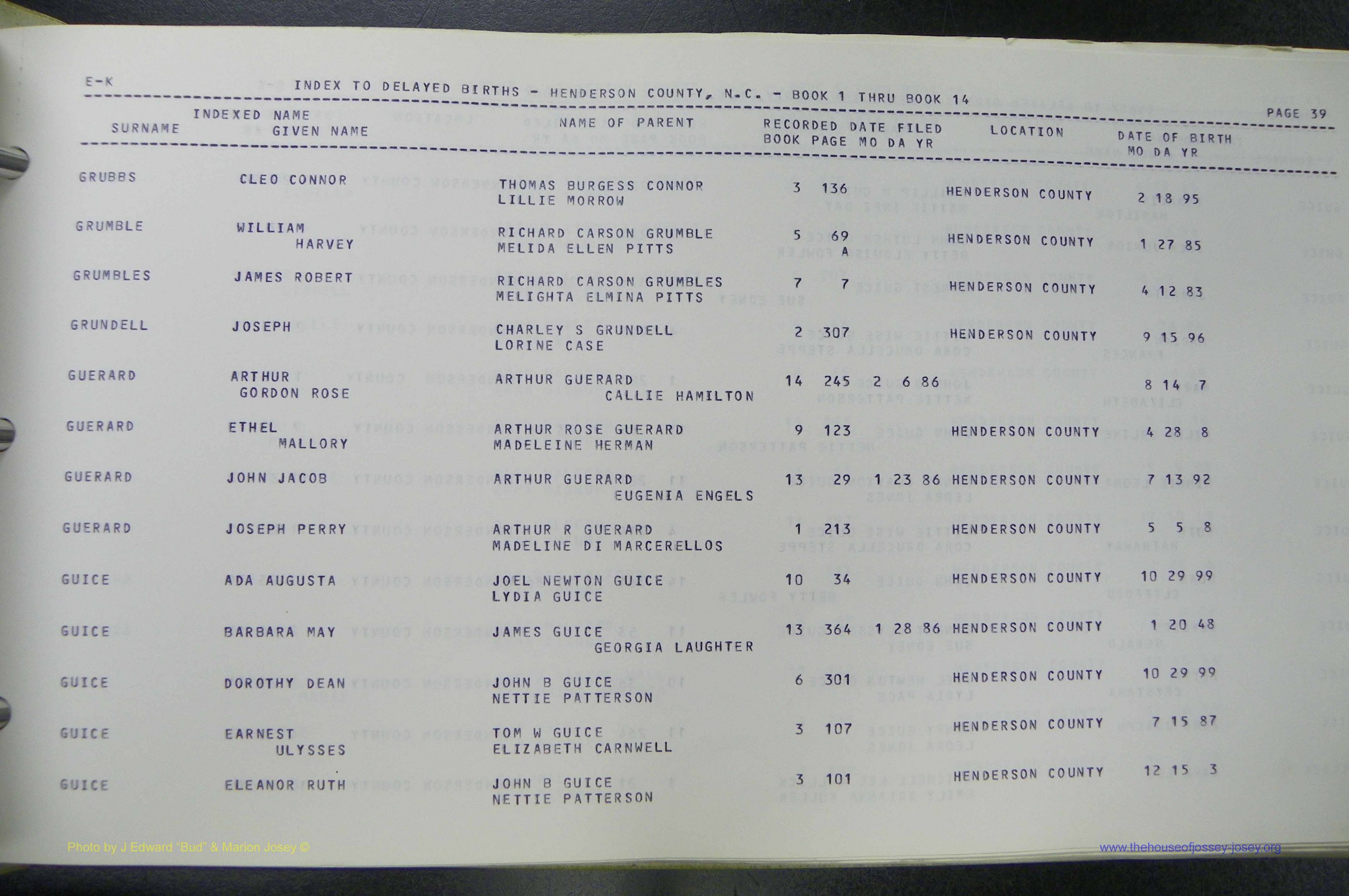 Henderson Co, NC, Births, Delayed, (146).JPG