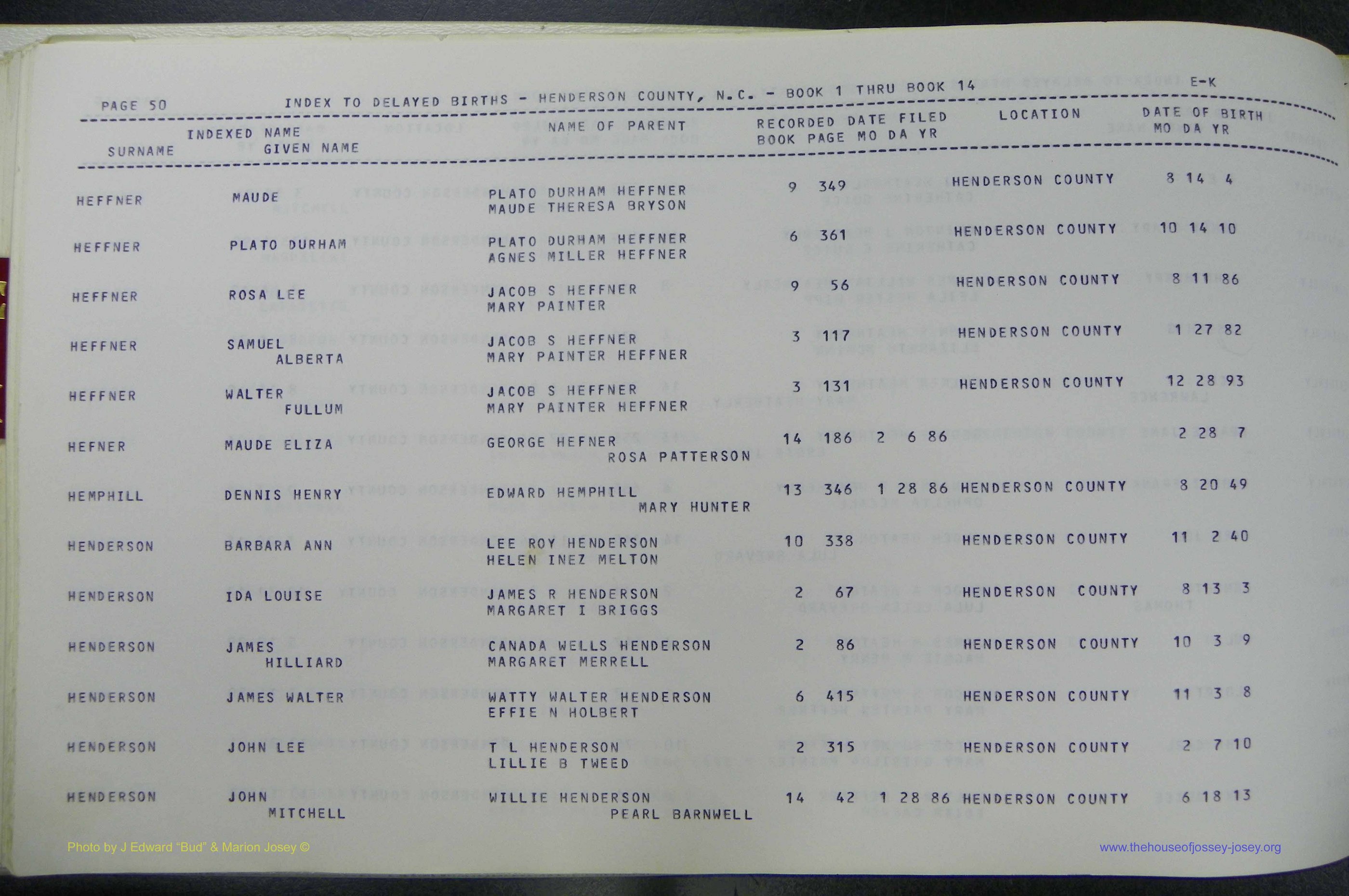 Henderson Co, NC, Births, Delayed, (157).JPG