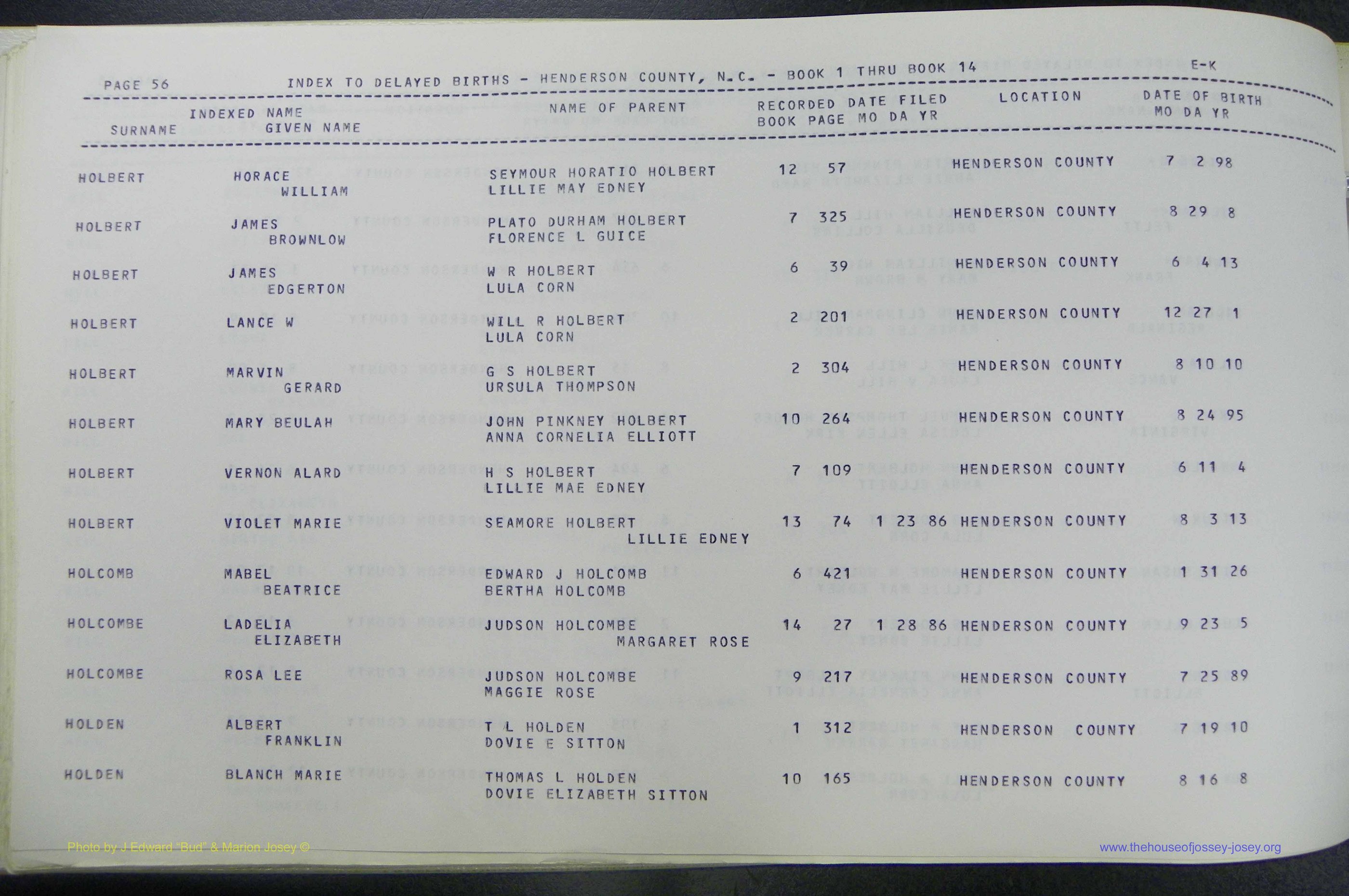 Henderson Co, NC, Births, Delayed, (163).JPG