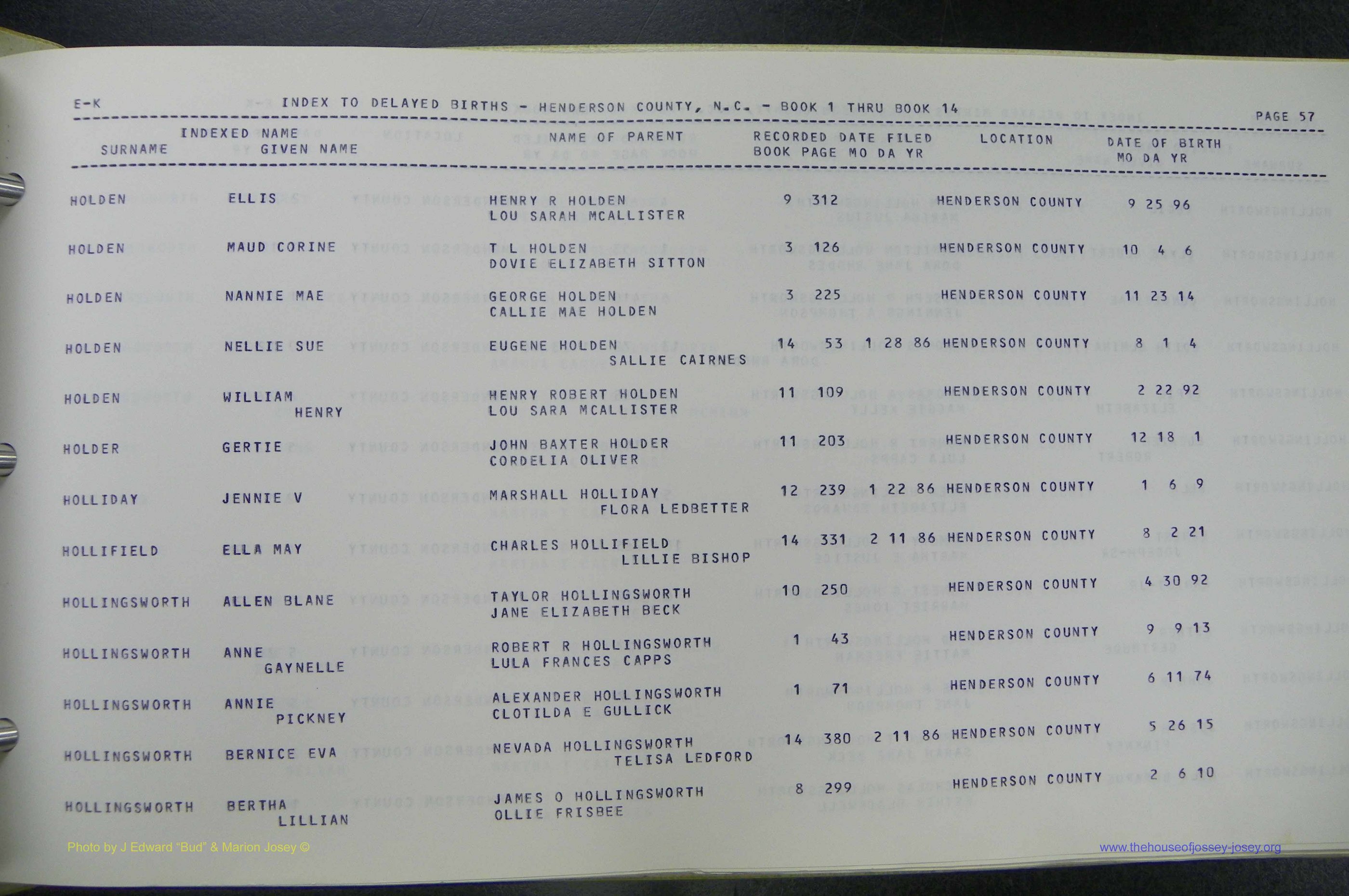 Henderson Co, NC, Births, Delayed, (164).JPG