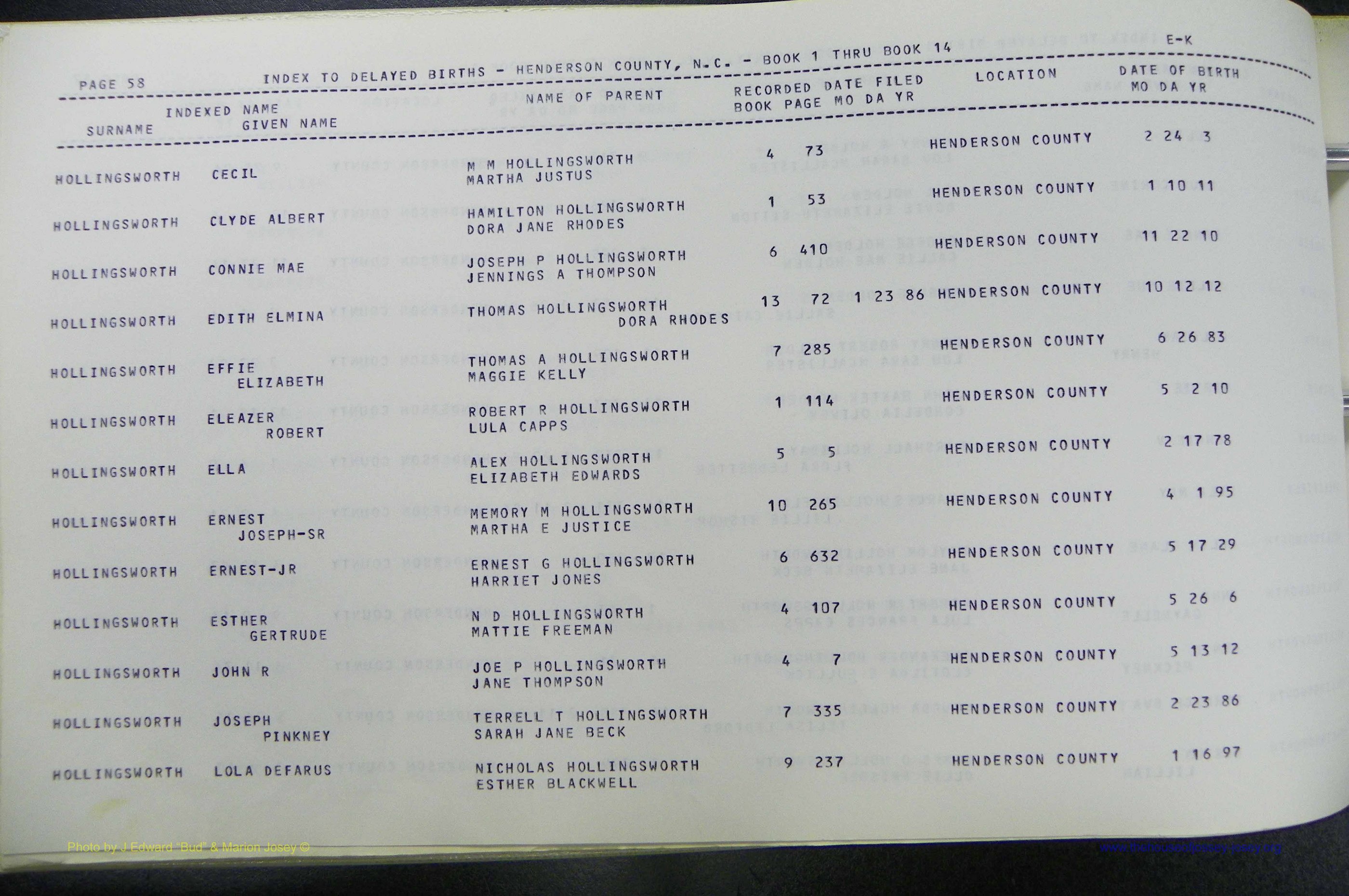 Henderson Co, NC, Births, Delayed, (165).JPG