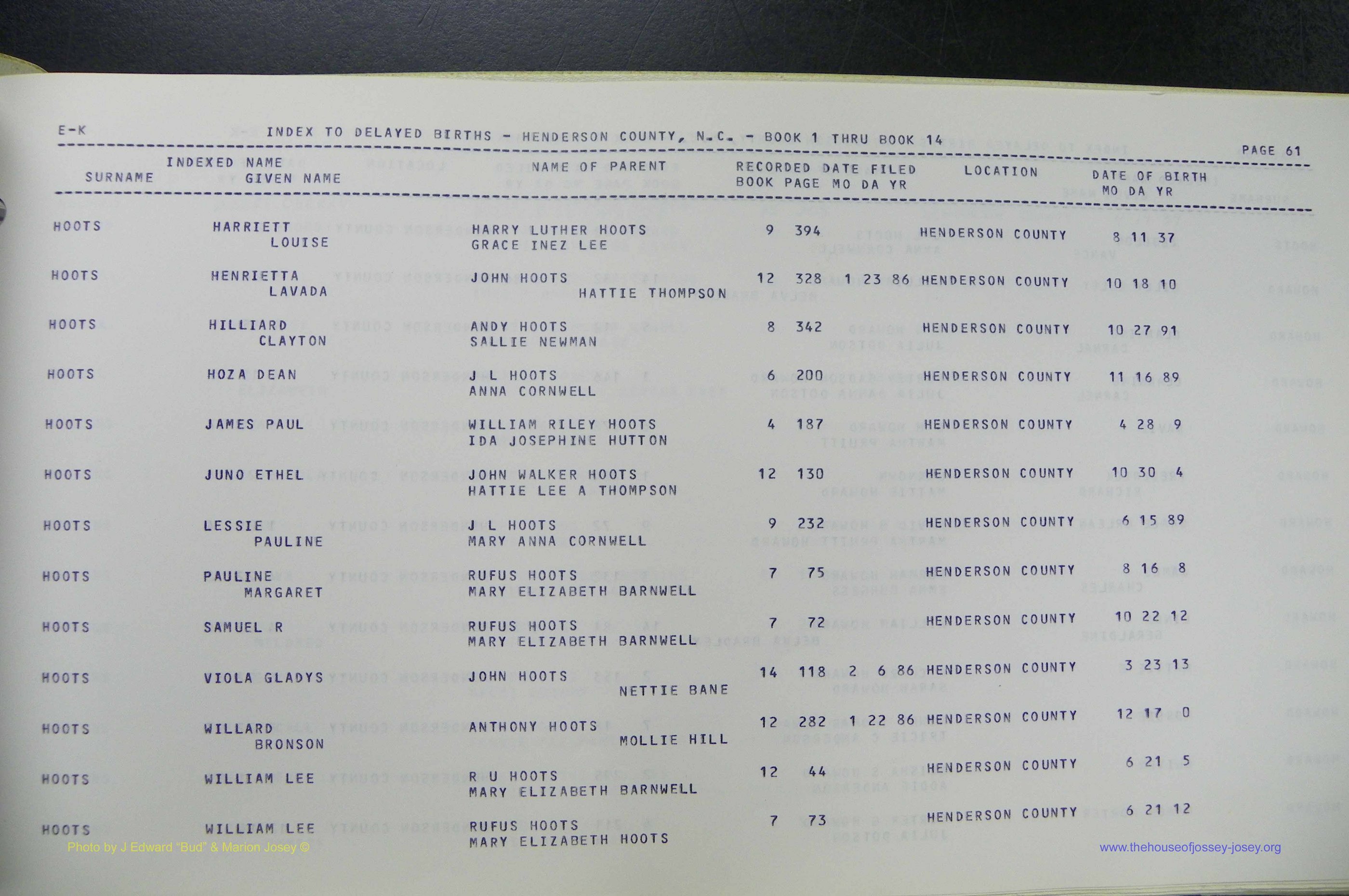 Henderson Co, NC, Births, Delayed, (168).JPG