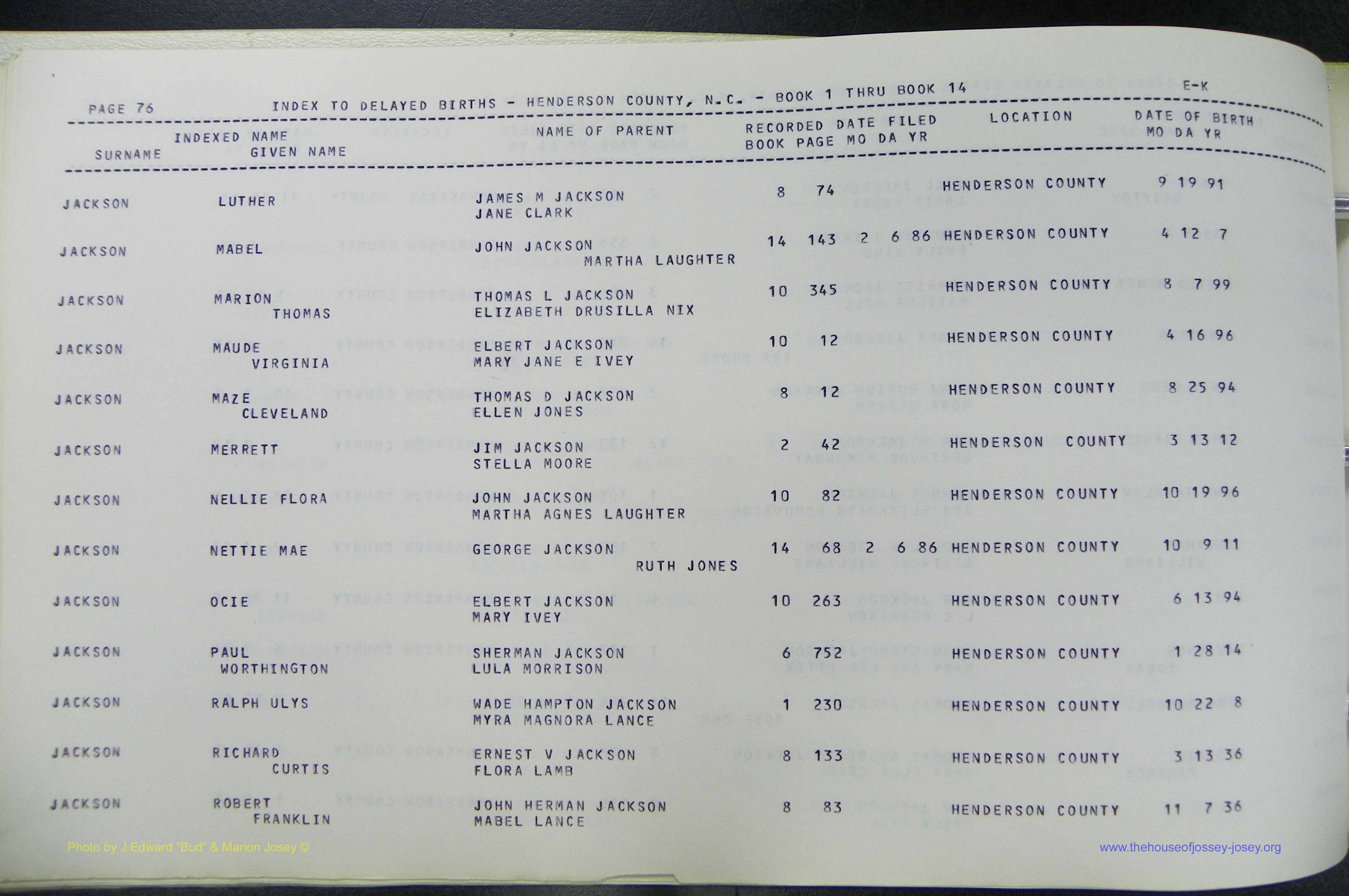 Henderson Co, NC, Births, Delayed, (183).JPG