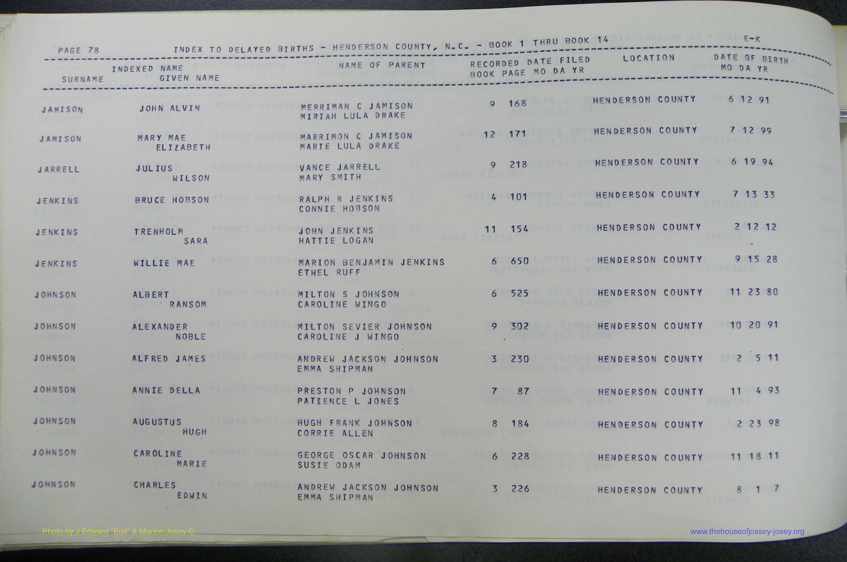Henderson Co, NC, Births, Delayed, (185).JPG