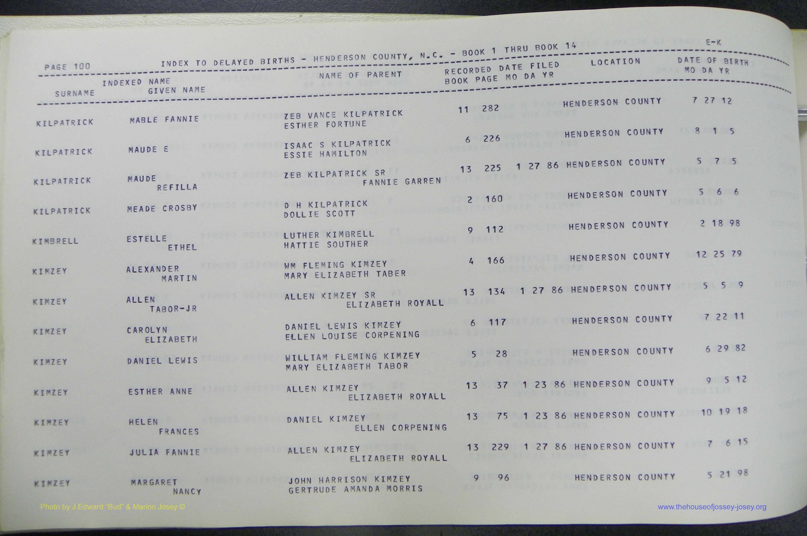 Henderson Co, NC, Births, Delayed, (206).JPG