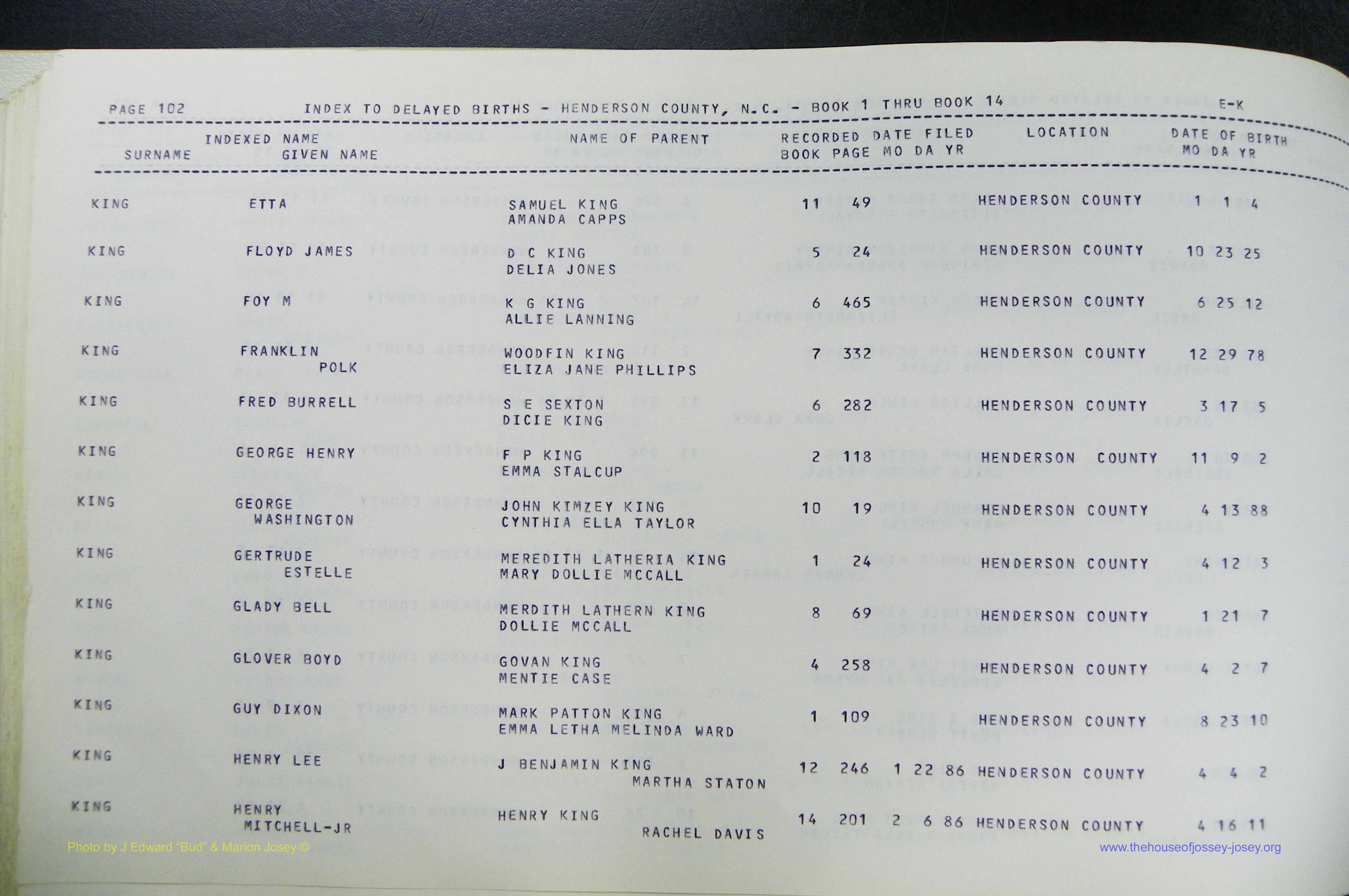 Henderson Co, NC, Births, Delayed, (208).JPG