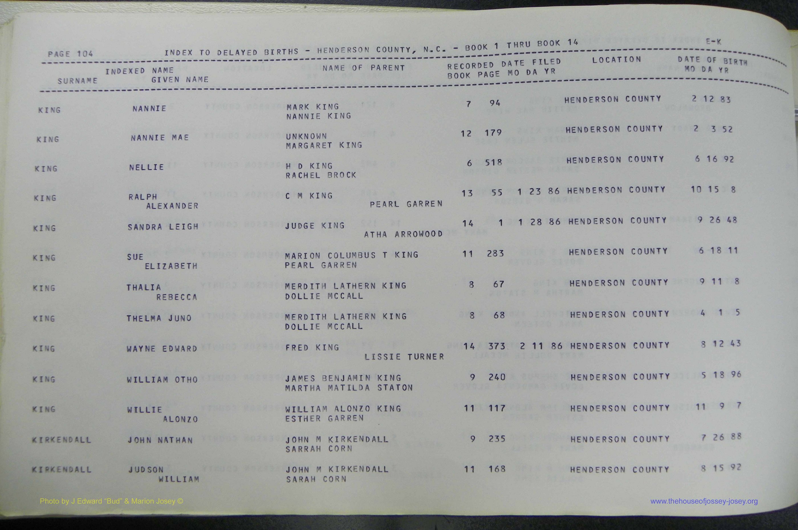 Henderson Co, NC, Births, Delayed, (210).JPG