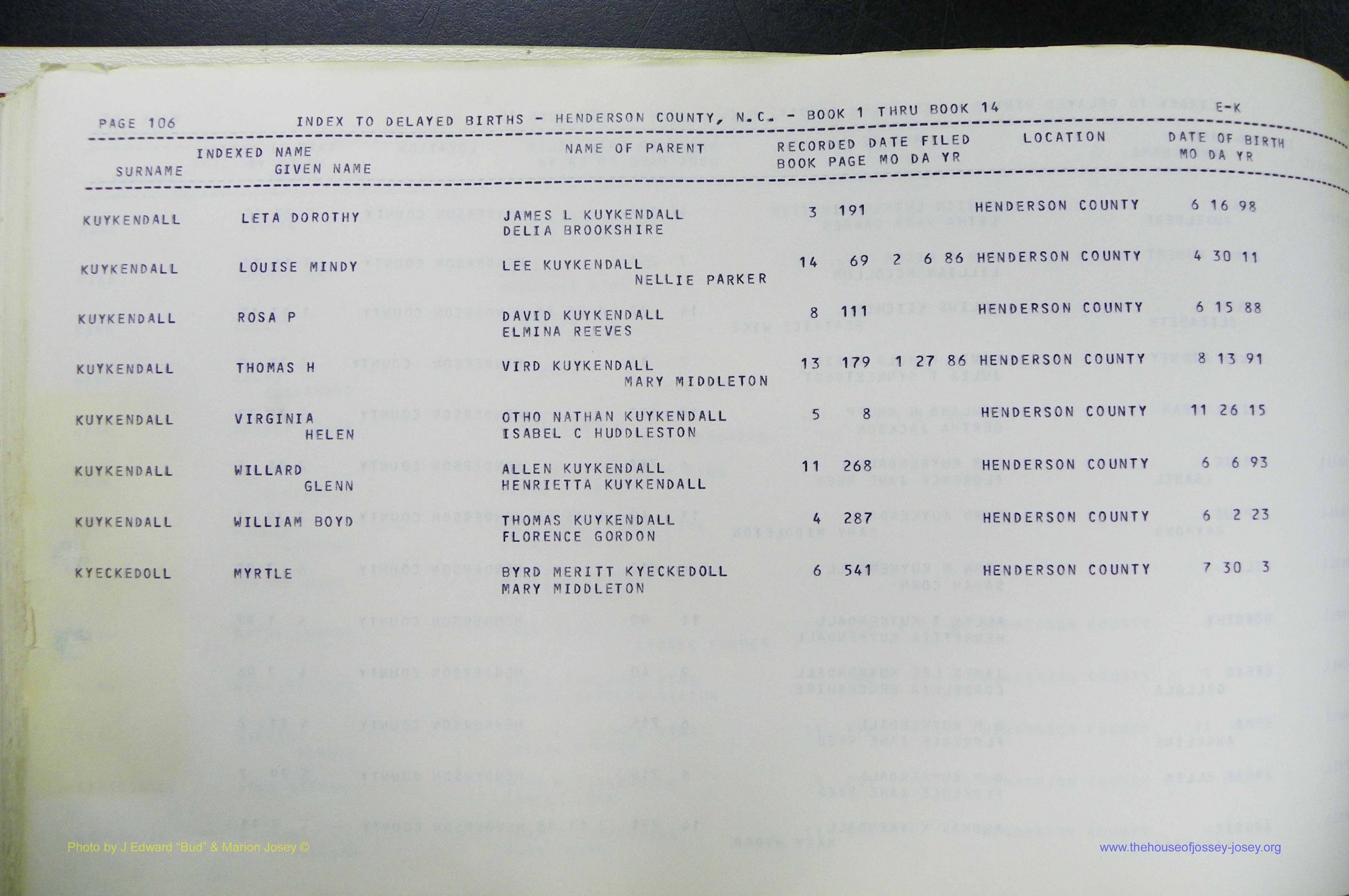 Henderson Co, NC, Births, Delayed, (212).JPG