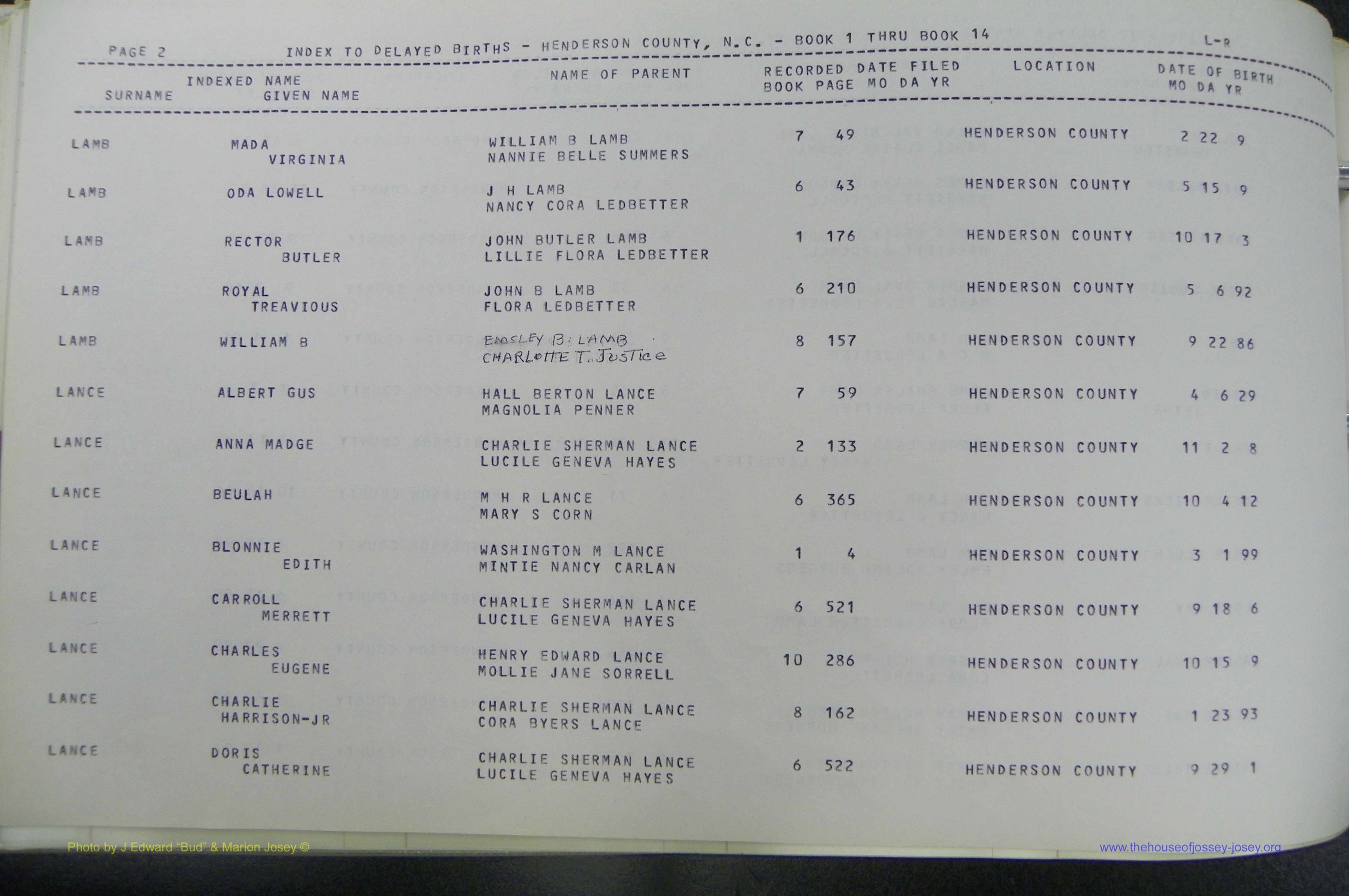 Henderson Co, NC, Births, Delayed, (216).JPG