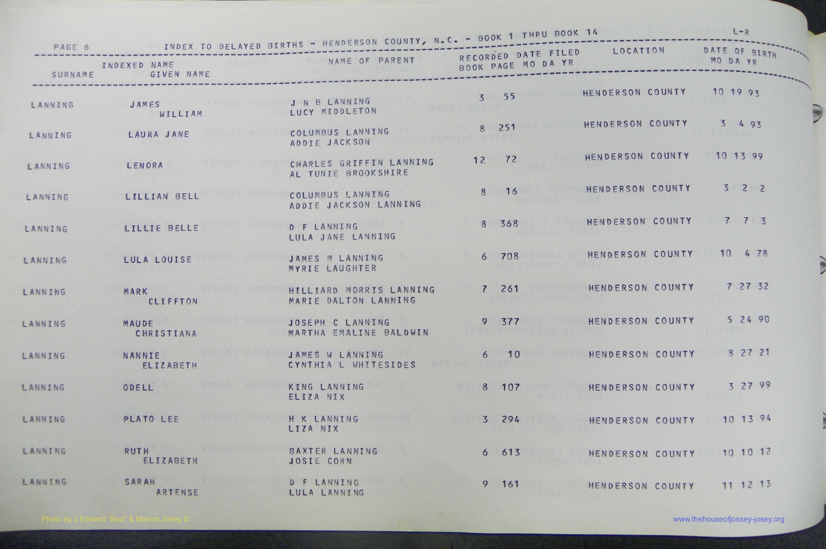Henderson Co, NC, Births, Delayed, (220).JPG