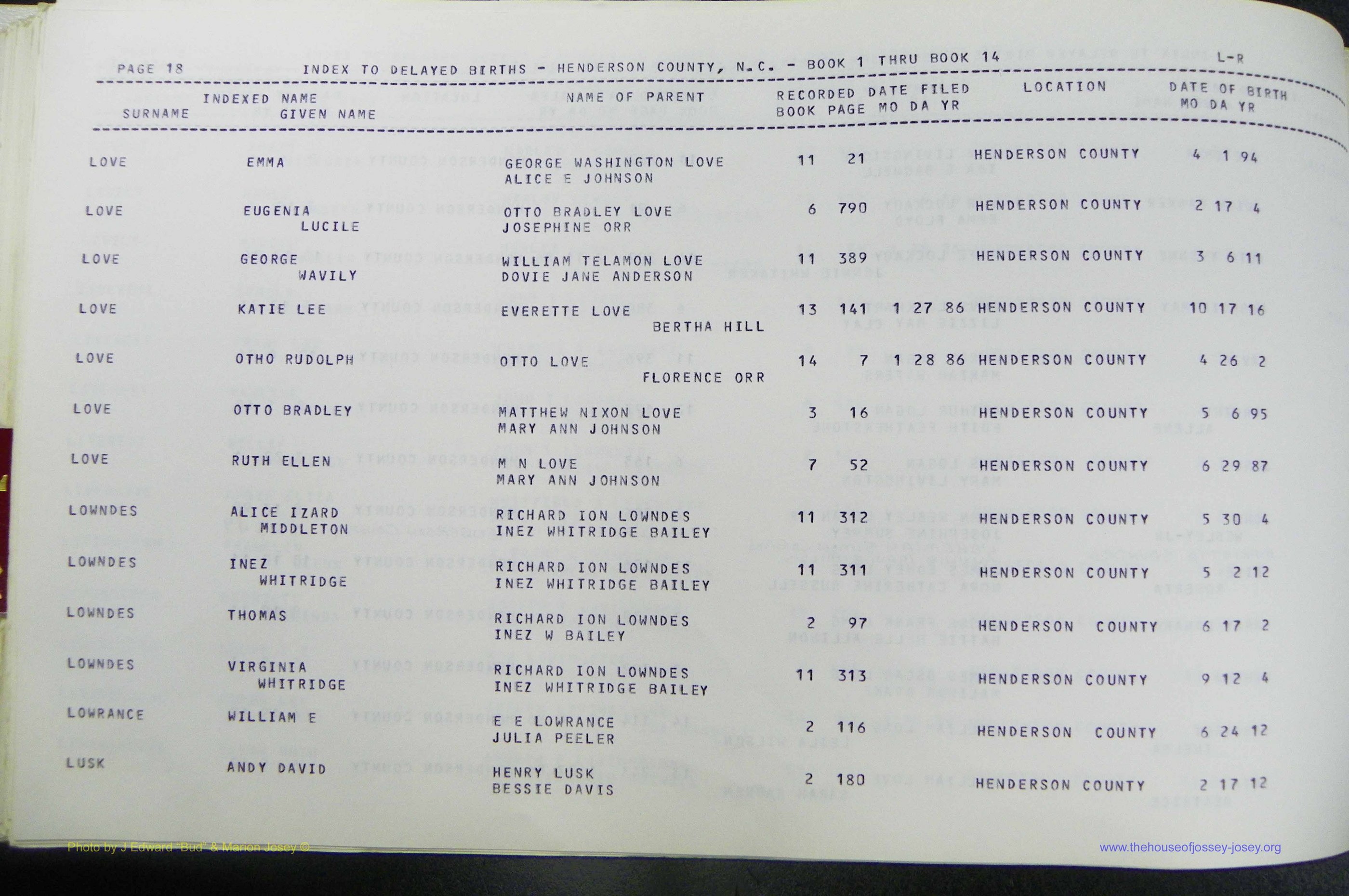 Henderson Co, NC, Births, Delayed, (232).JPG