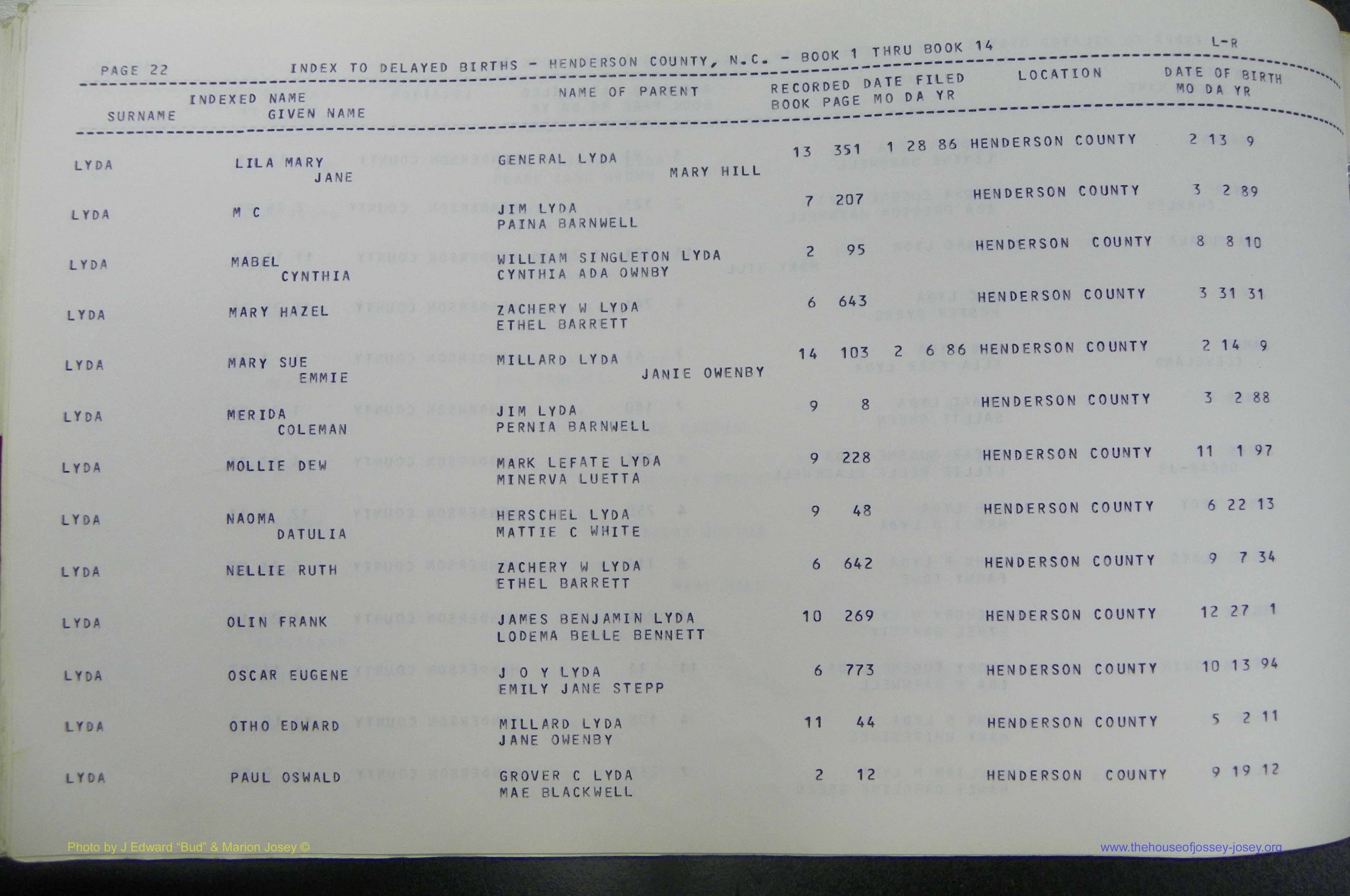 Henderson Co, NC, Births, Delayed, (236).JPG