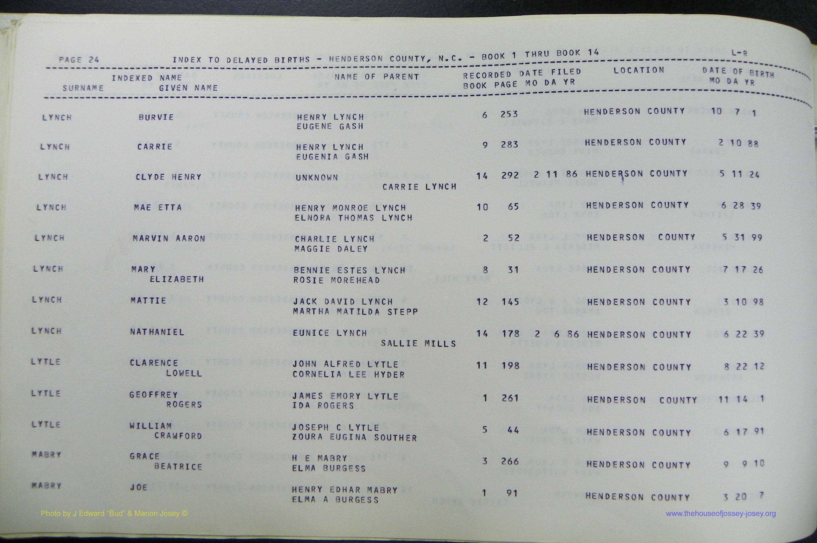 Henderson Co, NC, Births, Delayed, (238).JPG