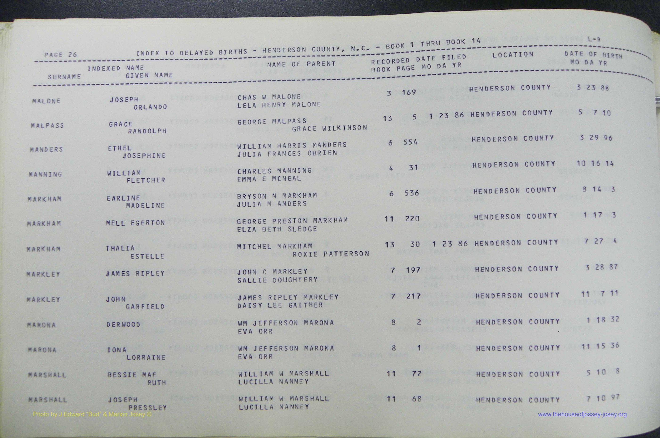 Henderson Co, NC, Births, Delayed, (240).JPG
