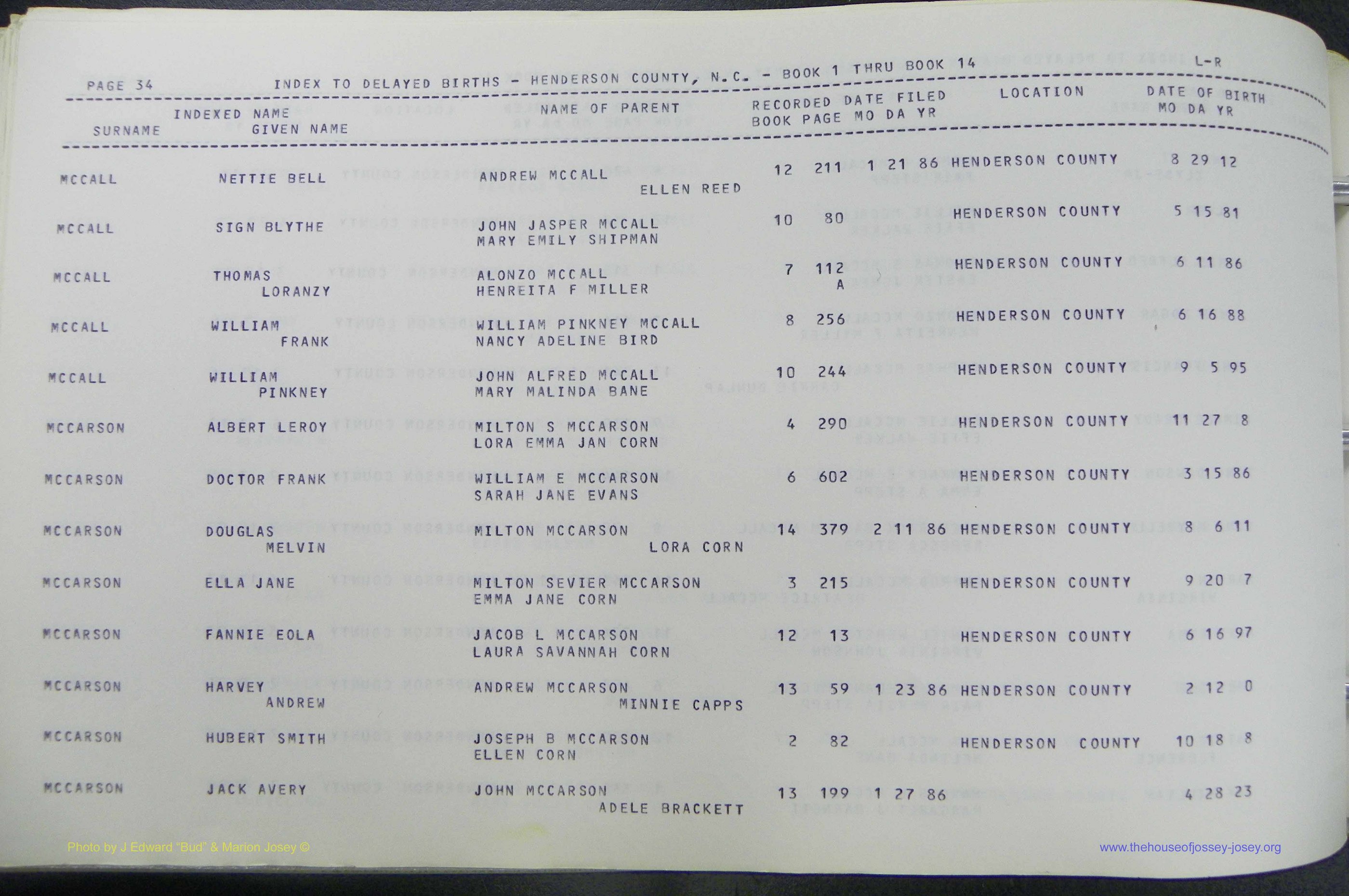 Henderson Co, NC, Births, Delayed, (248).JPG