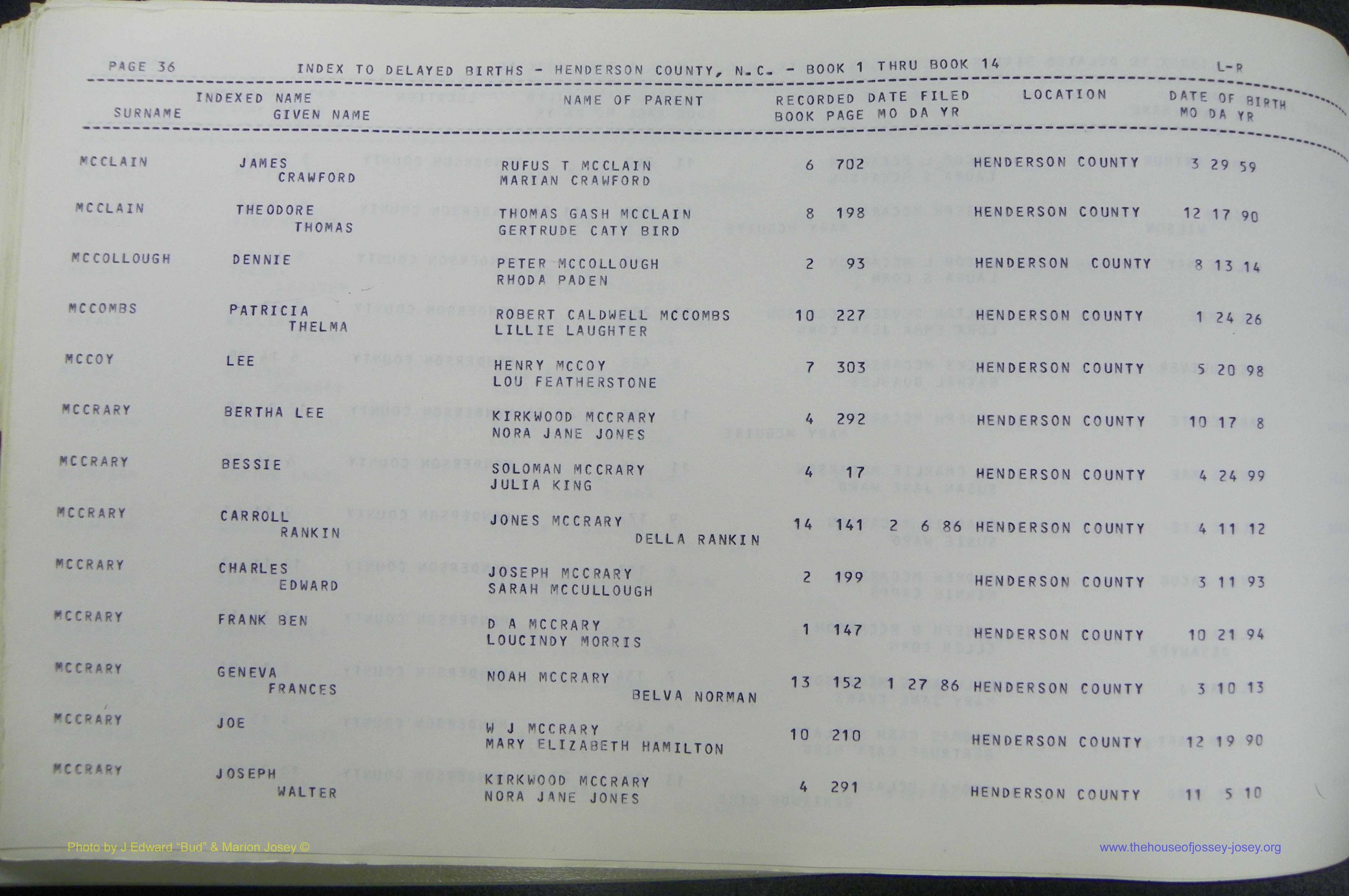 Henderson Co, NC, Births, Delayed, (250).JPG