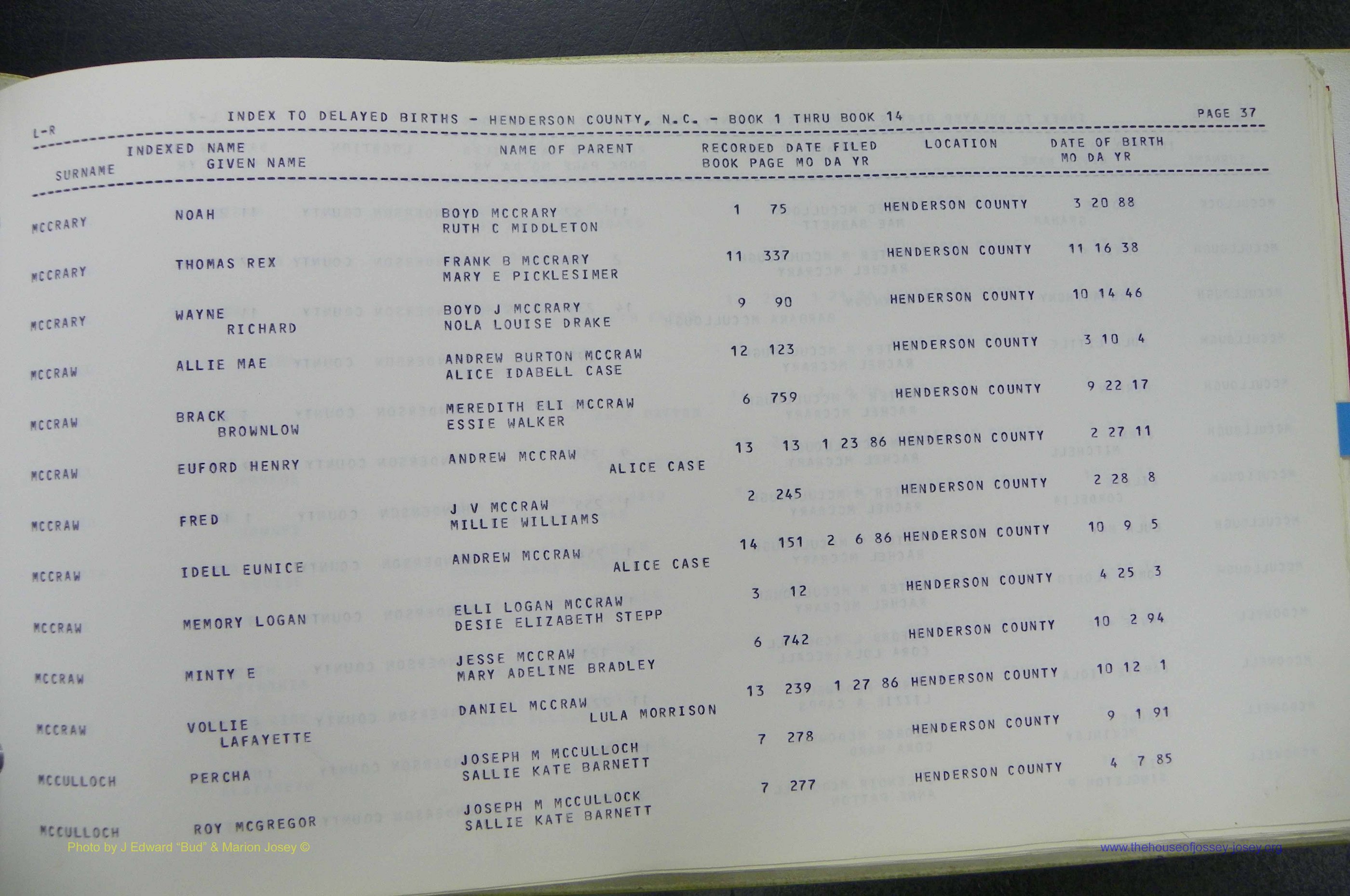 Henderson Co, NC, Births, Delayed, (251).JPG