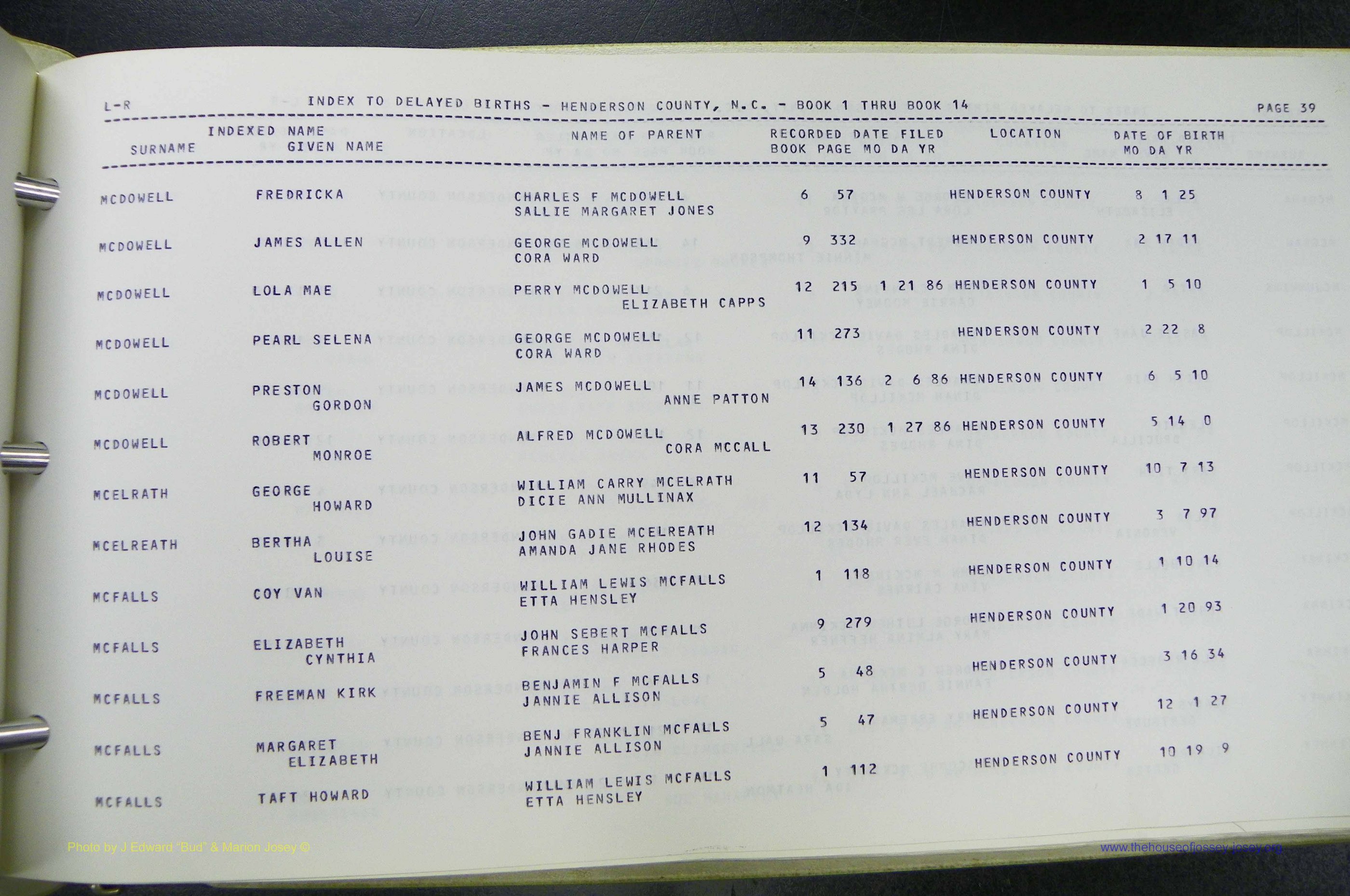 Henderson Co, NC, Births, Delayed, (253).JPG