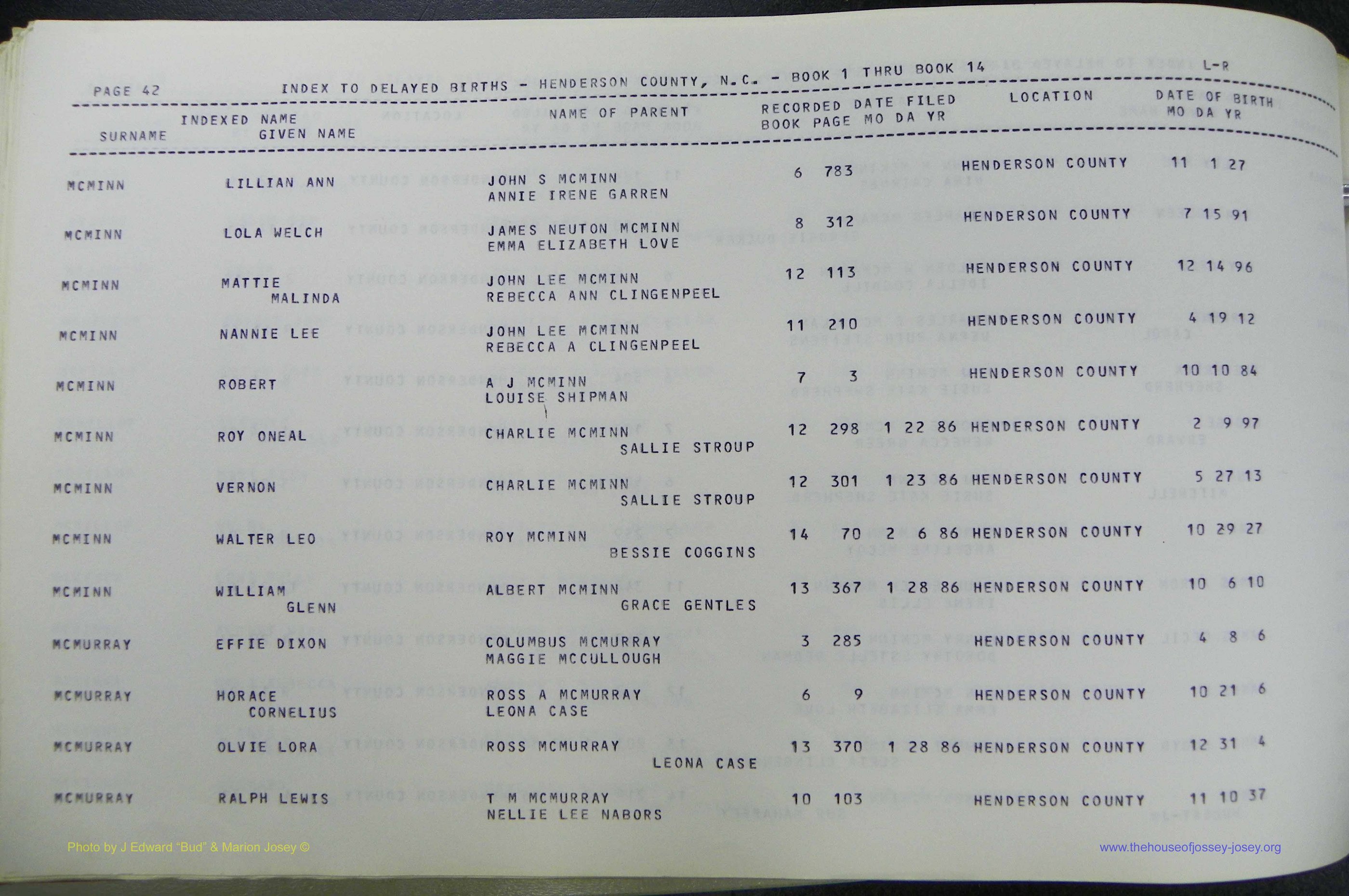 Henderson Co, NC, Births, Delayed, (256).JPG