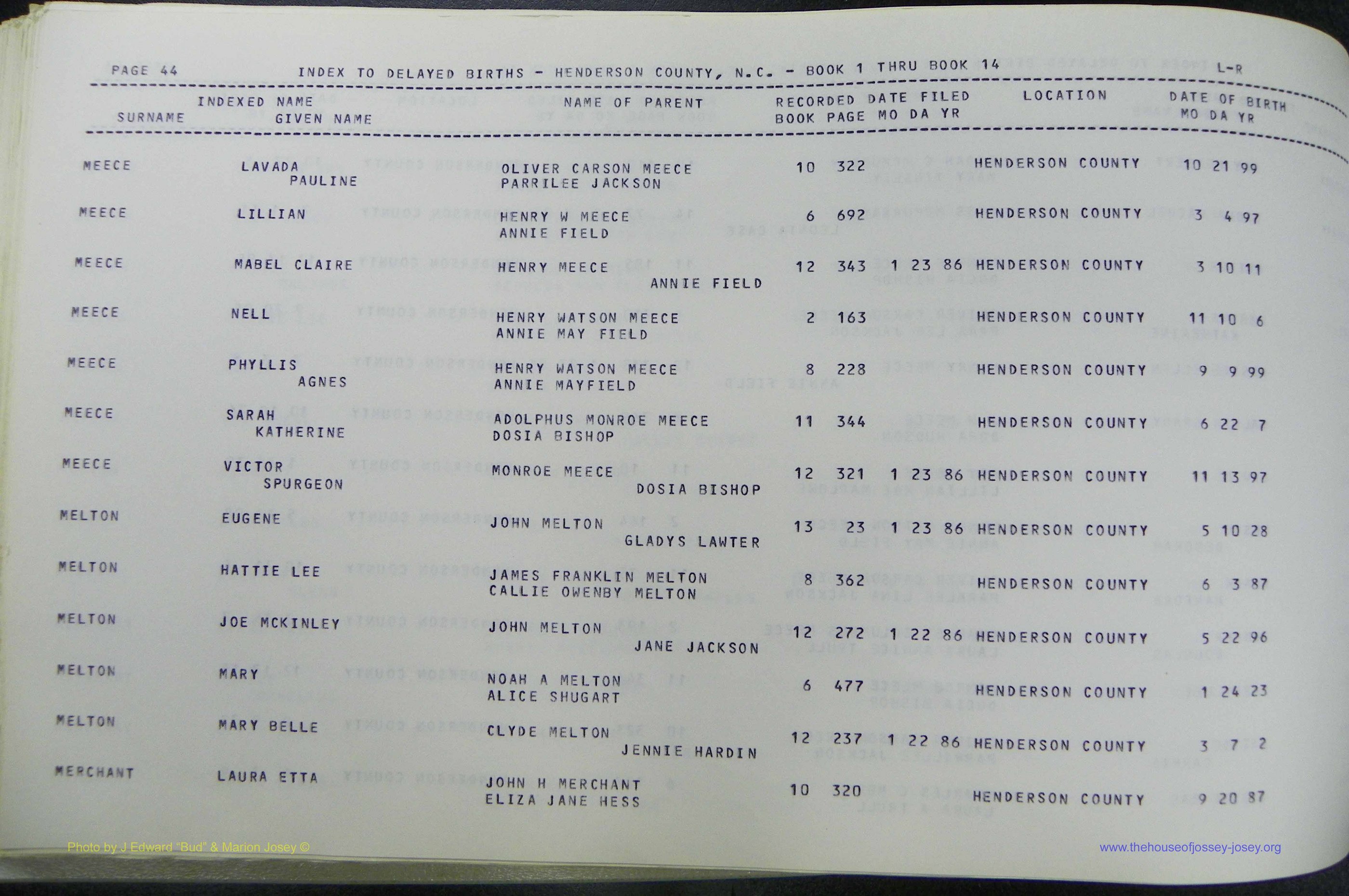 Henderson Co, NC, Births, Delayed, (258).JPG