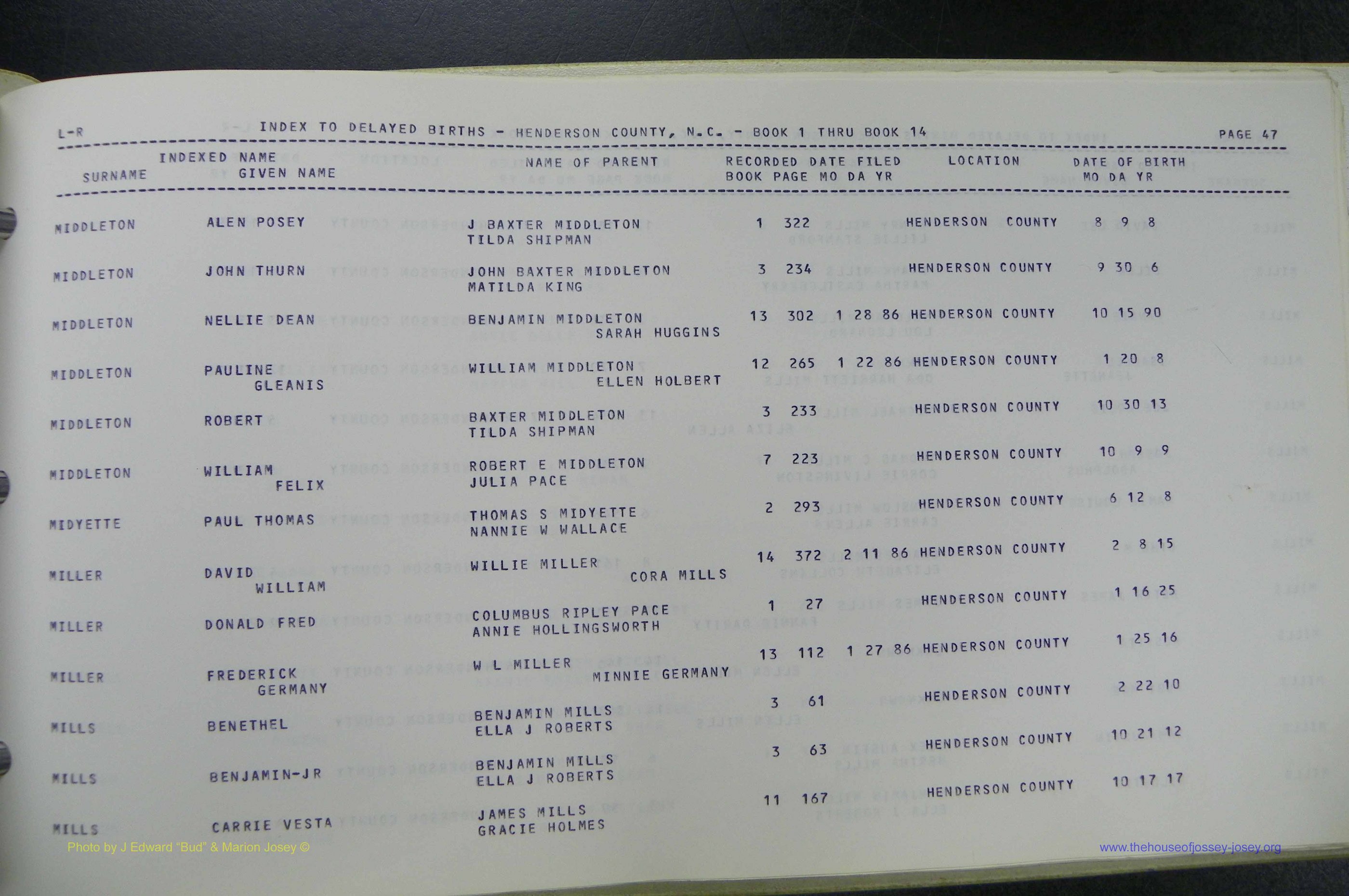 Henderson Co, NC, Births, Delayed, (261).JPG