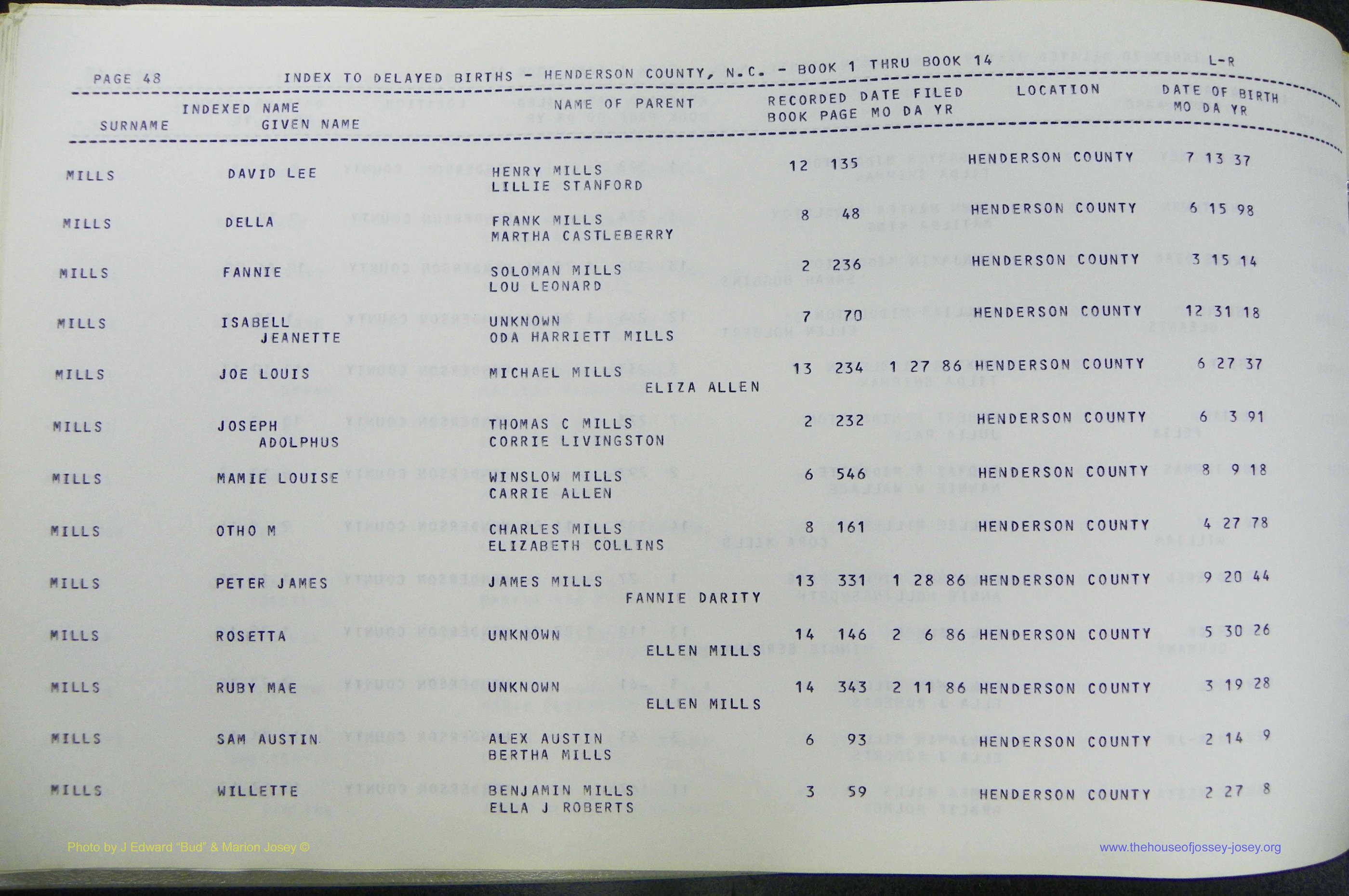 Henderson Co, NC, Births, Delayed, (262).JPG