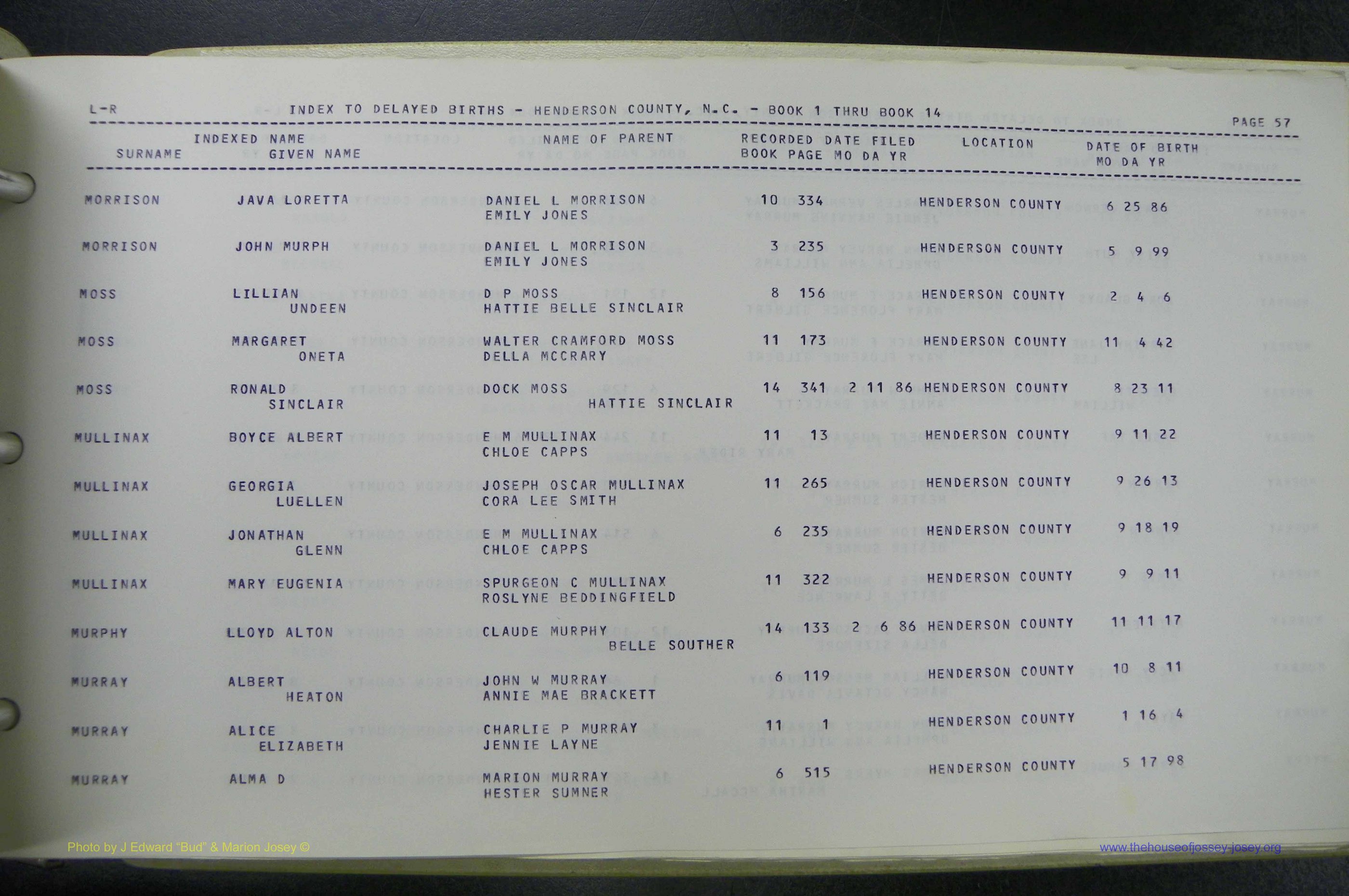 Henderson Co, NC, Births, Delayed, (271).JPG