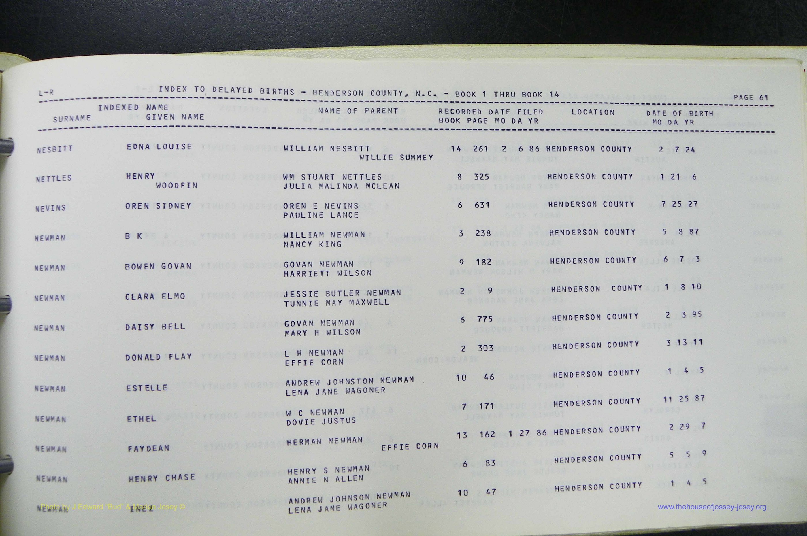 Henderson Co, NC, Births, Delayed, (275).JPG