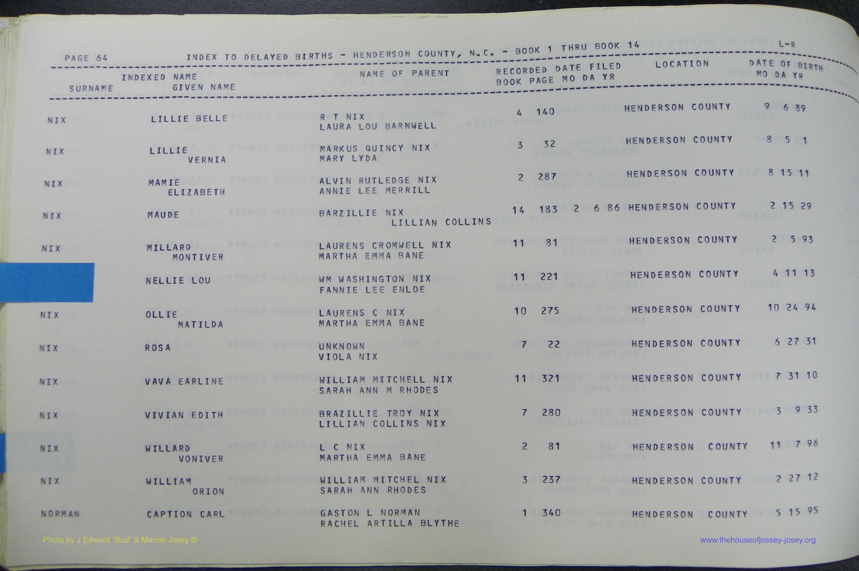 Henderson Co, NC, Births, Delayed, (278).JPG
