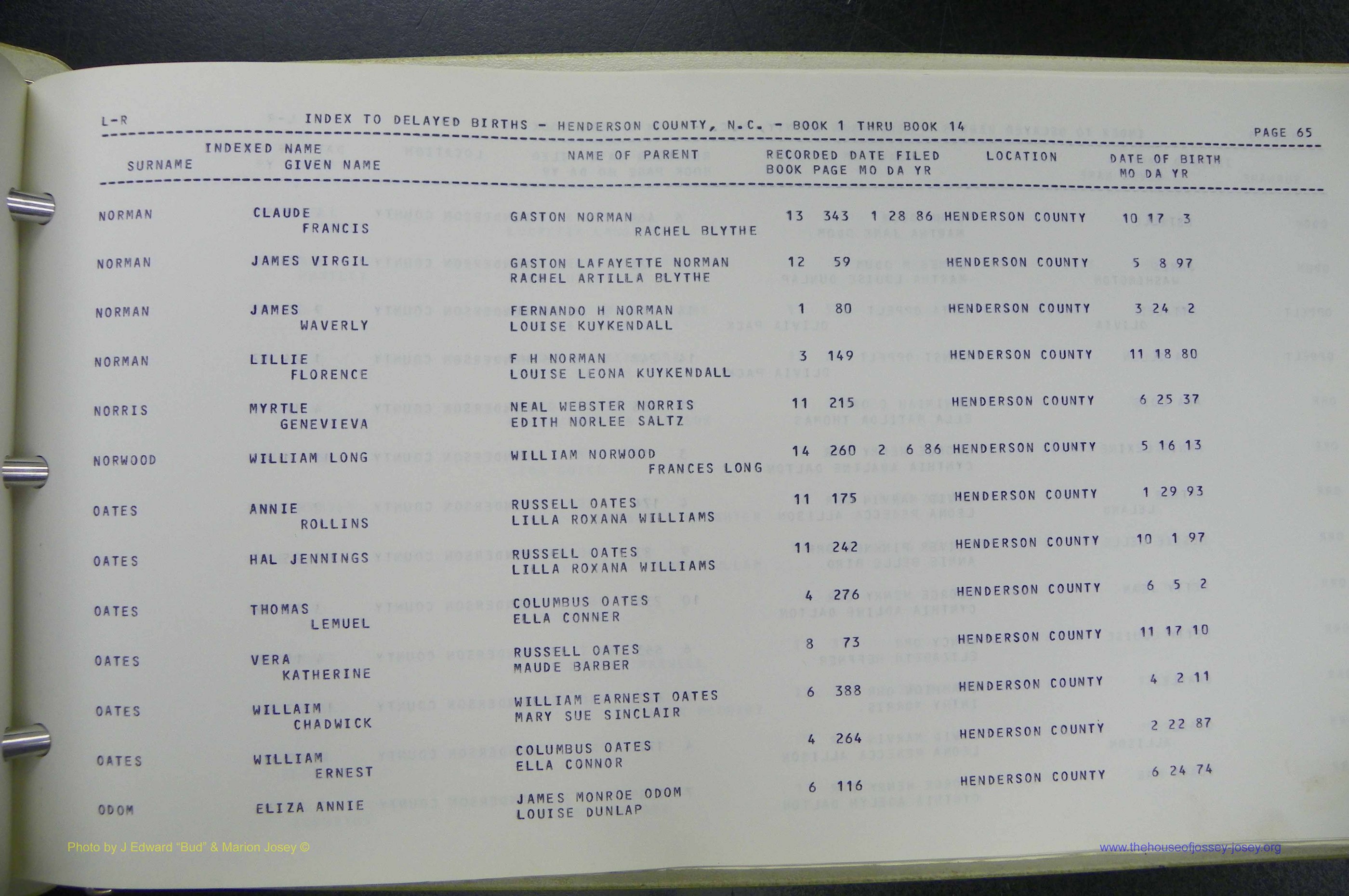 Henderson Co, NC, Births, Delayed, (279).JPG